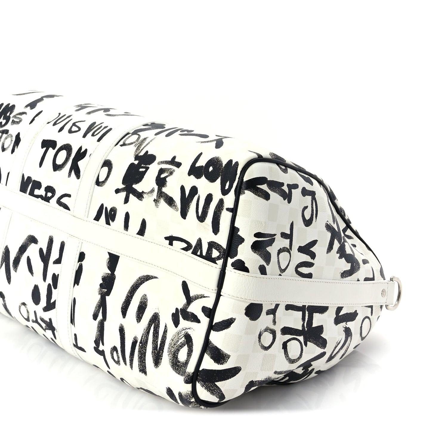 Louis Vuitton Calfskin Damier Scribble Keepall Bandouliere 50  Black White