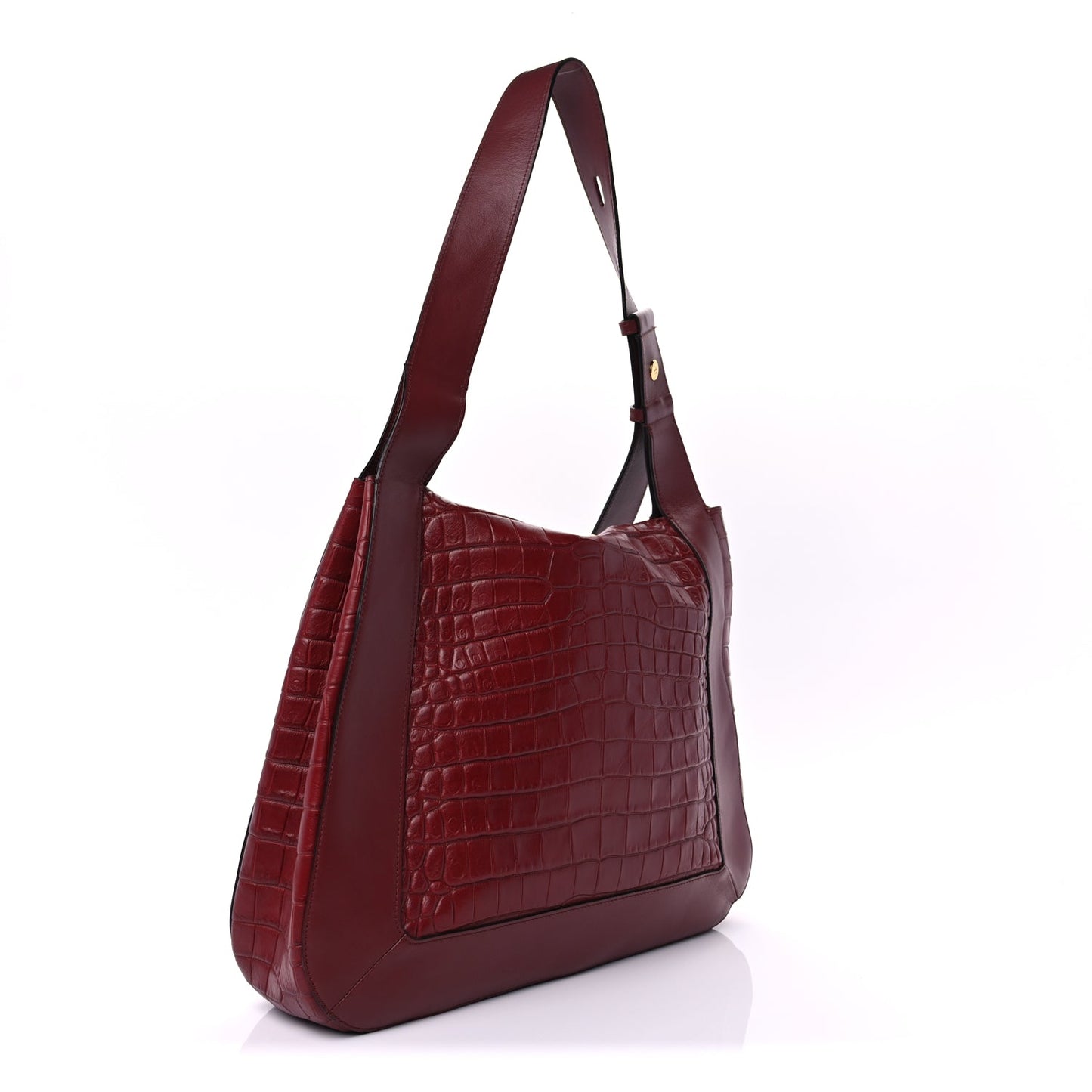Mulberry Crocodile Embossed Calfskin Marloes Hobo Burgundy