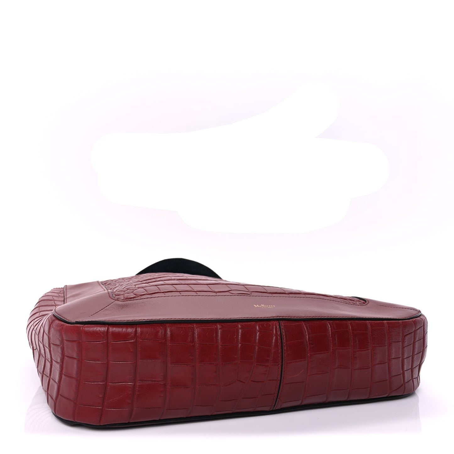 Mulberry Crocodile Embossed Calfskin Marloes Hobo Burgundy