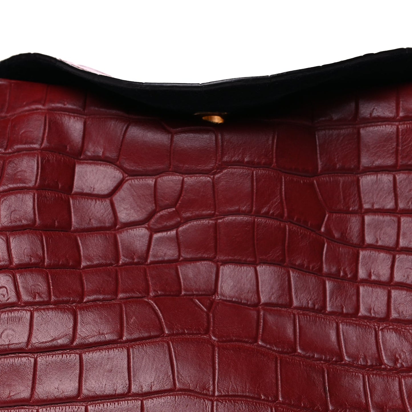 Mulberry Crocodile Embossed Calfskin Marloes Hobo Burgundy