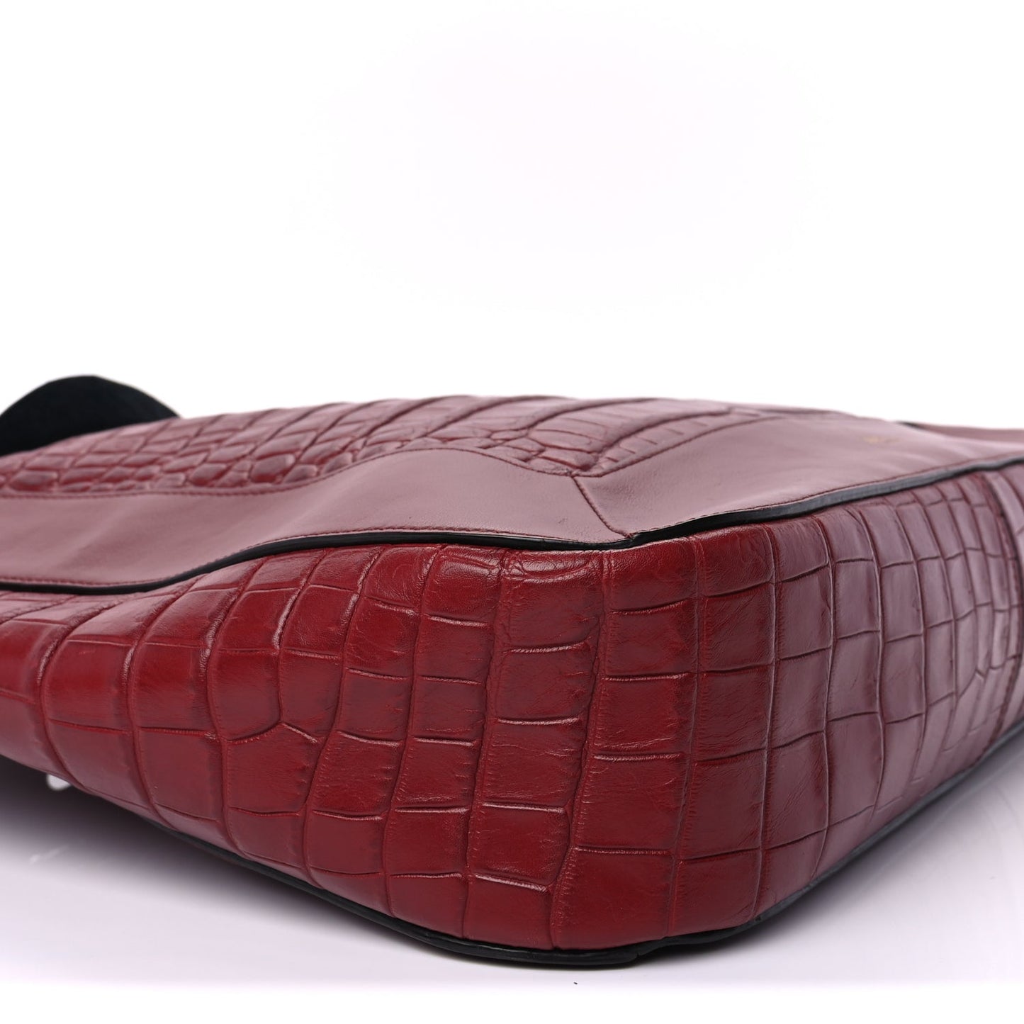 Mulberry Crocodile Embossed Calfskin Marloes Hobo Burgundy