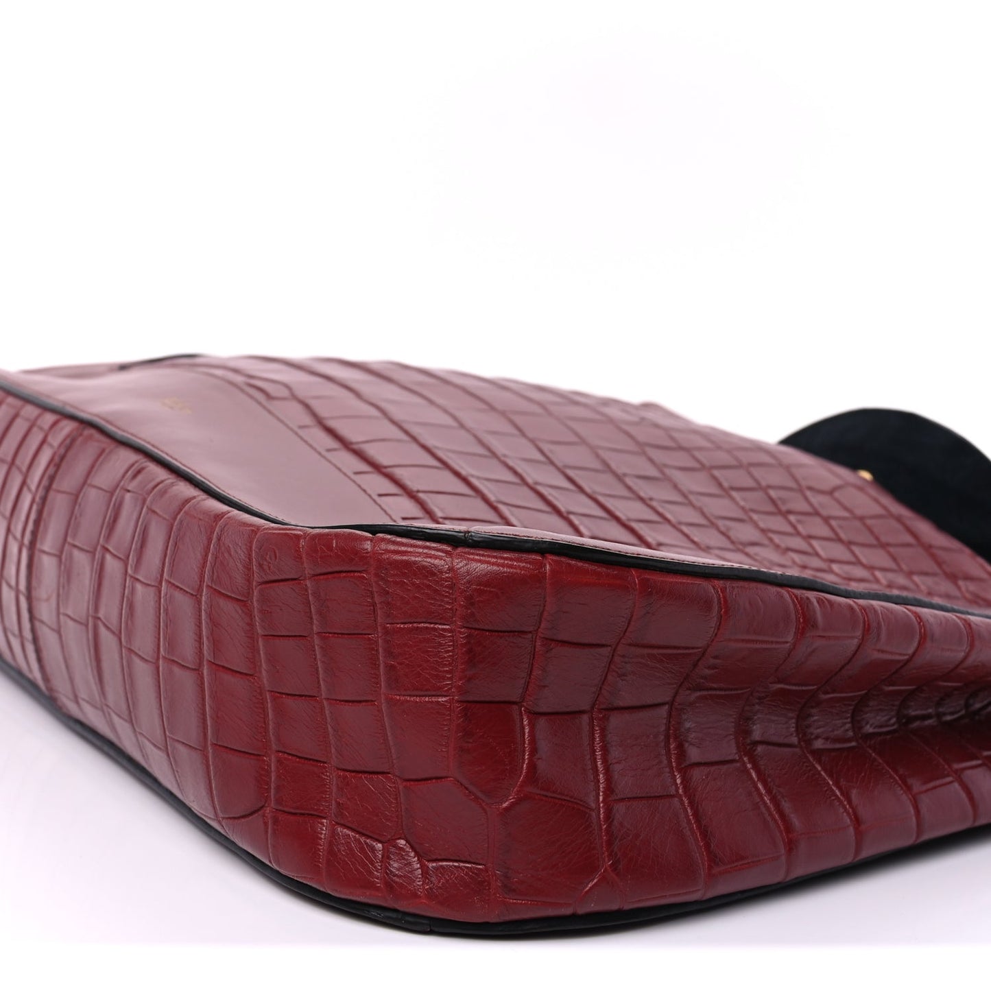 Mulberry Crocodile Embossed Calfskin Marloes Hobo Burgundy
