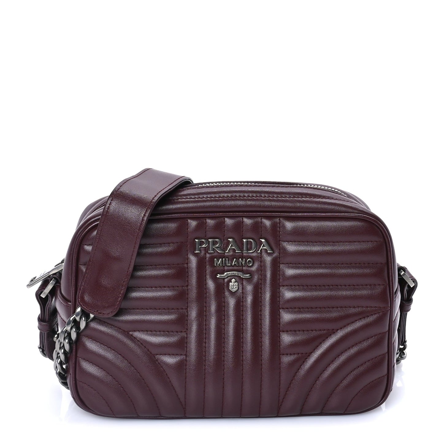 Prada Soft Calfskin Impunture Diagramme Camera Bag  Granato