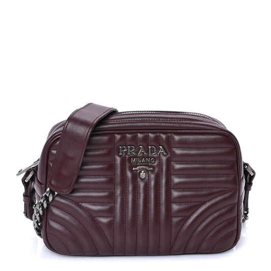 Prada Soft Calfskin Impunture Diagramme Camera Bag  Granato
