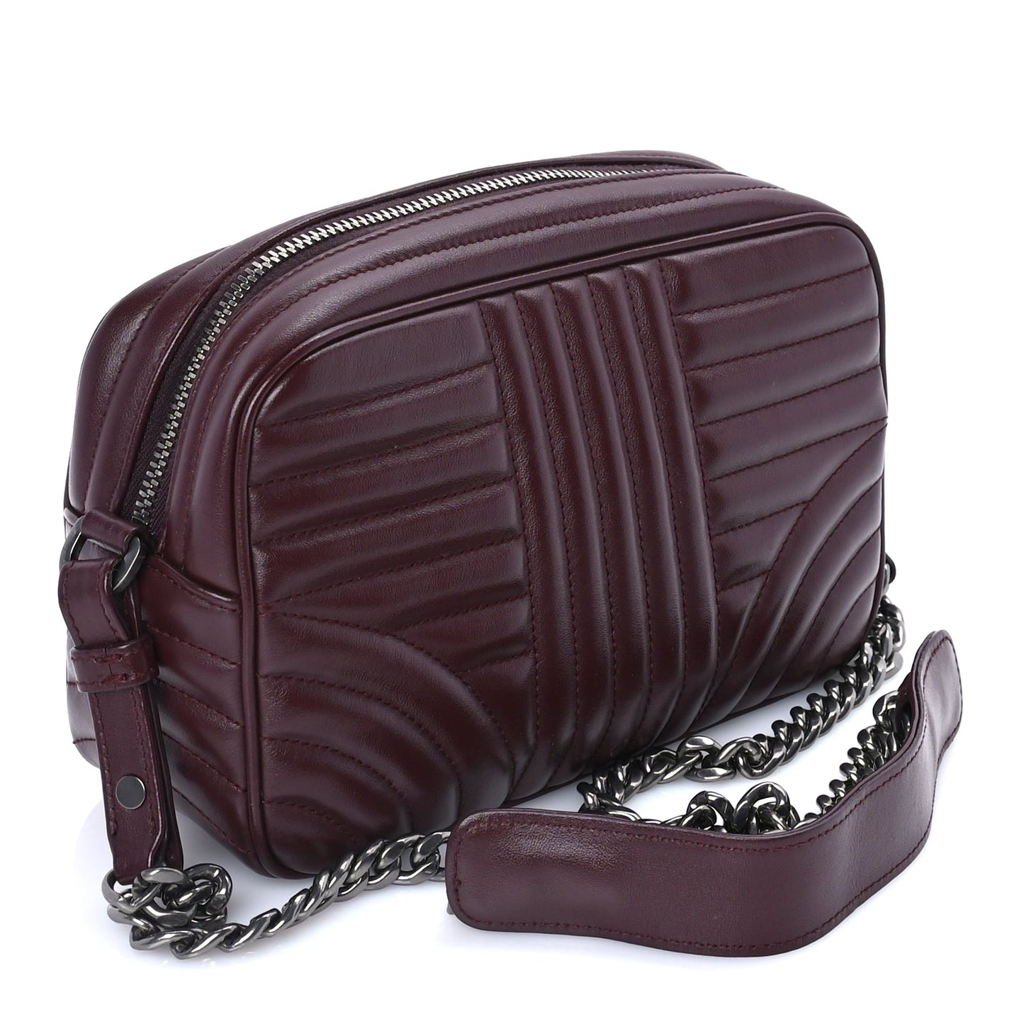 Prada Soft Calfskin Impunture Diagramme Camera Bag  Granato