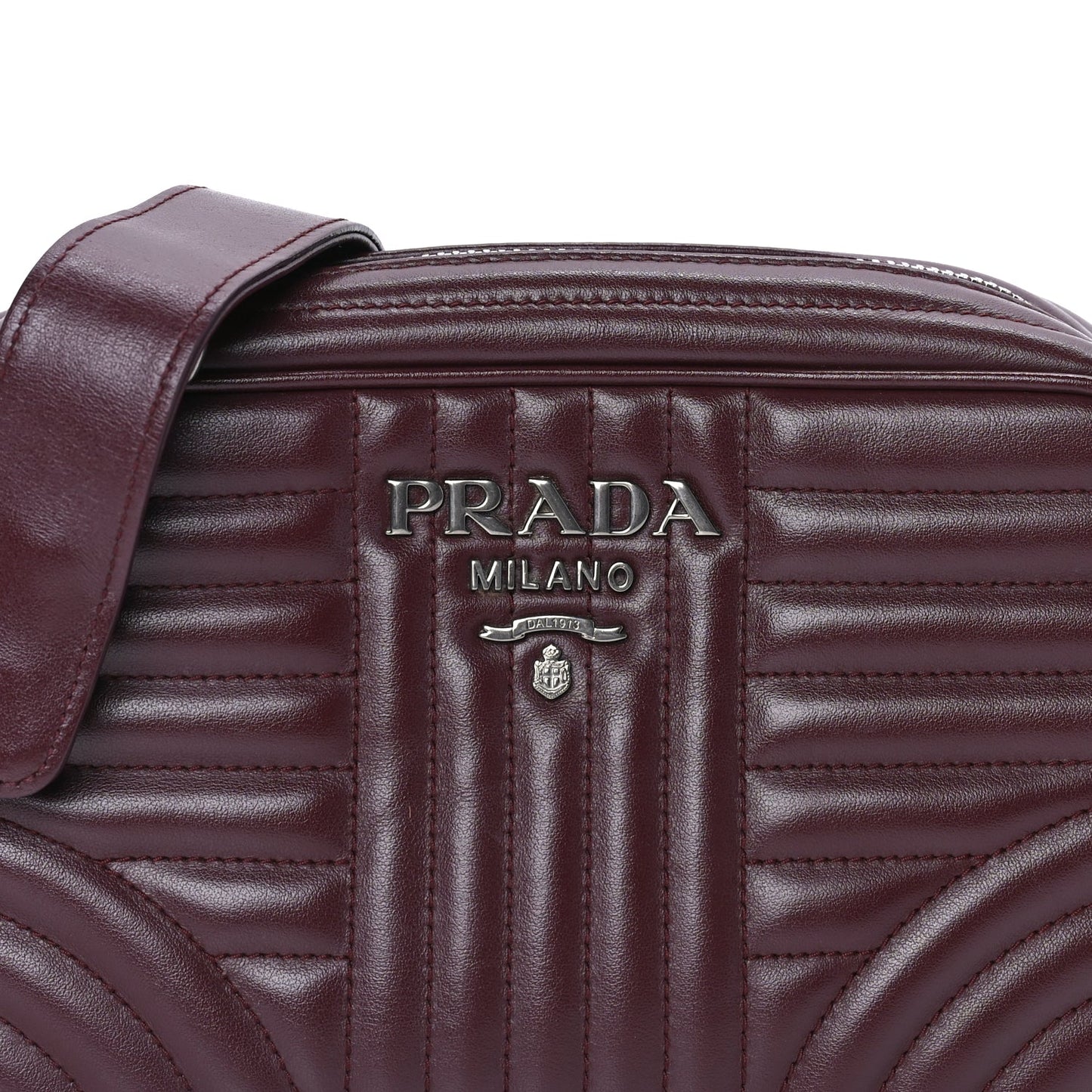 Prada Soft Calfskin Impunture Diagramme Camera Bag  Granato