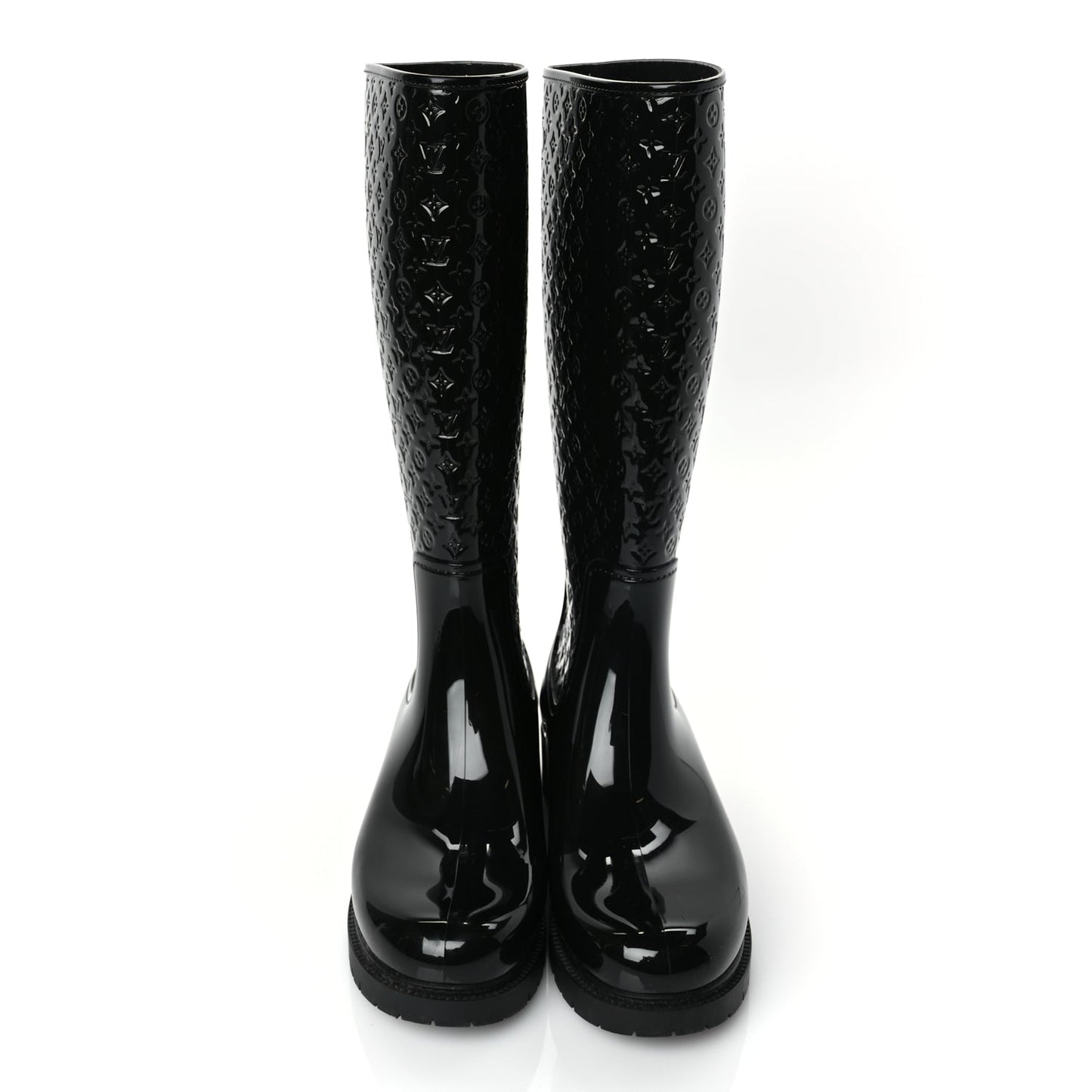 Louis Vuitton Rubber Embossed Monogram Splash Rain Boots 38 Black Monogram