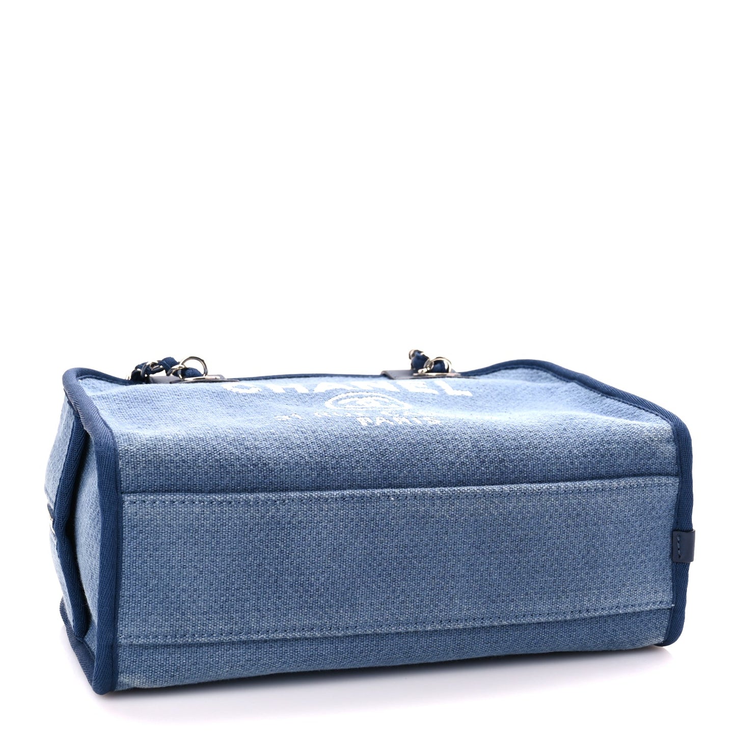 Chanel Canvas Deauville Small Bowling Bag Blue