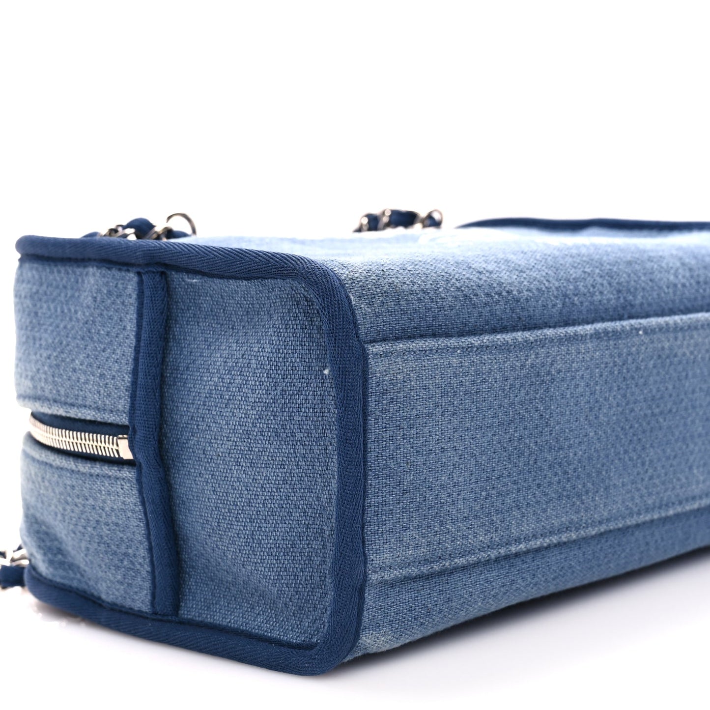 Chanel Canvas Deauville Small Bowling Bag Blue