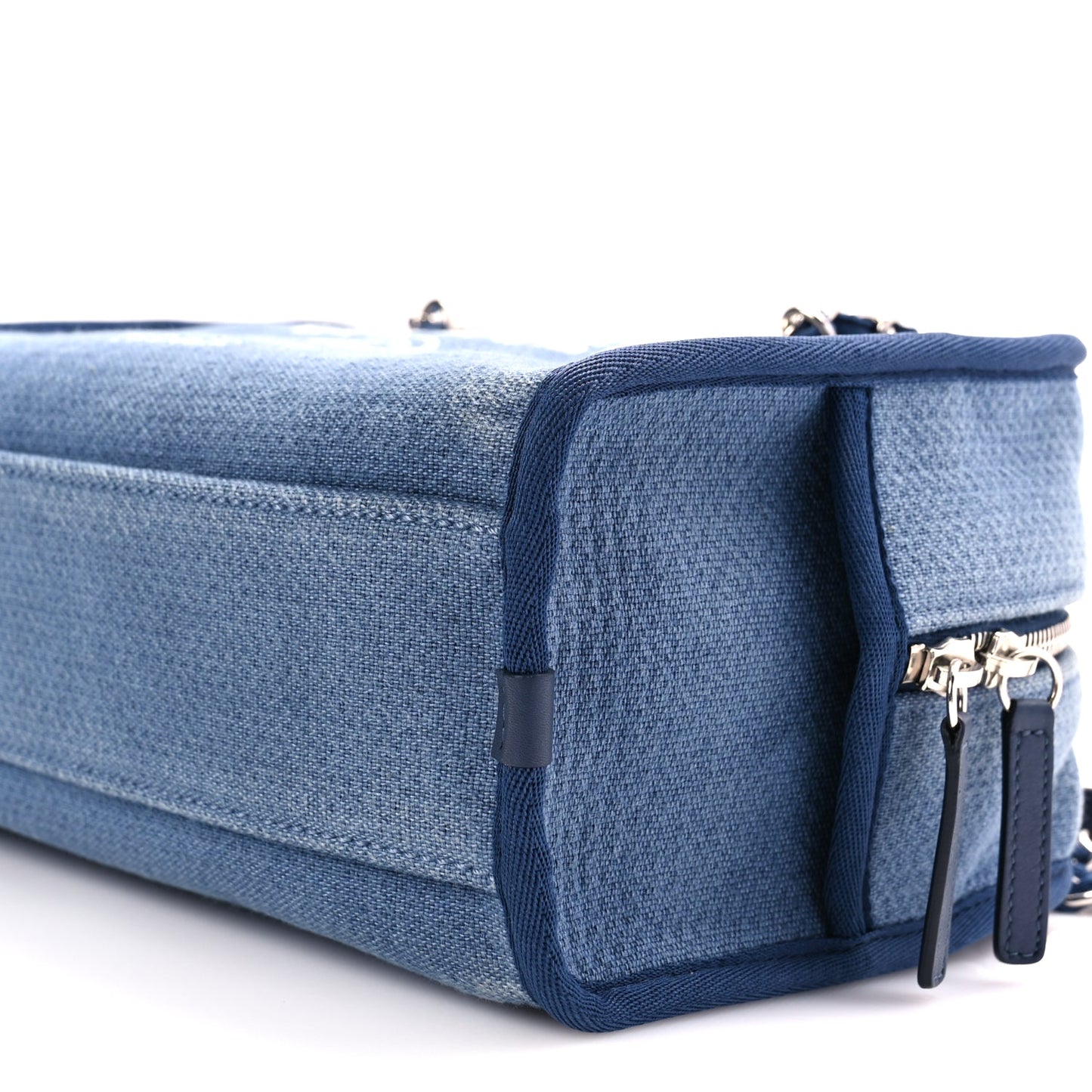 Chanel Canvas Deauville Small Bowling Bag Blue