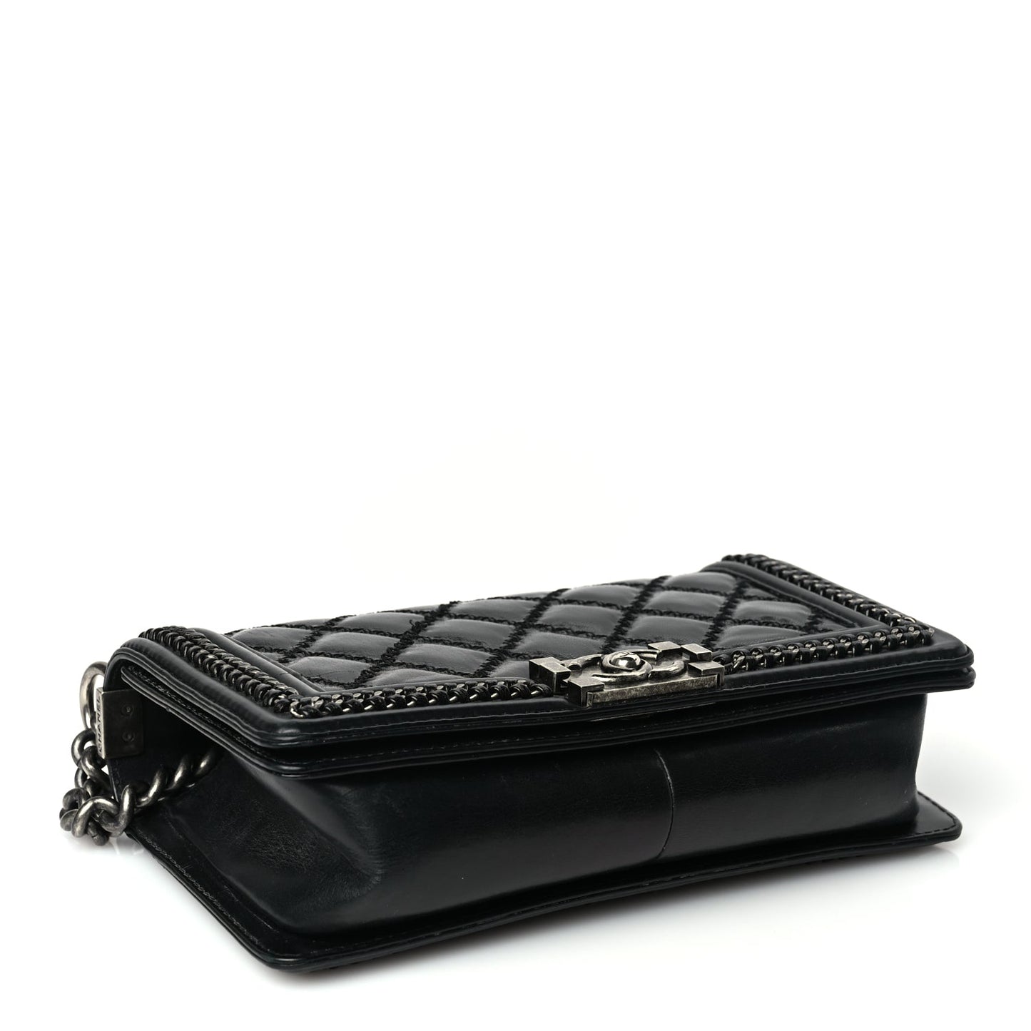 Chanel Goatskin Quilted Medium Boy Top Handle Flap Black