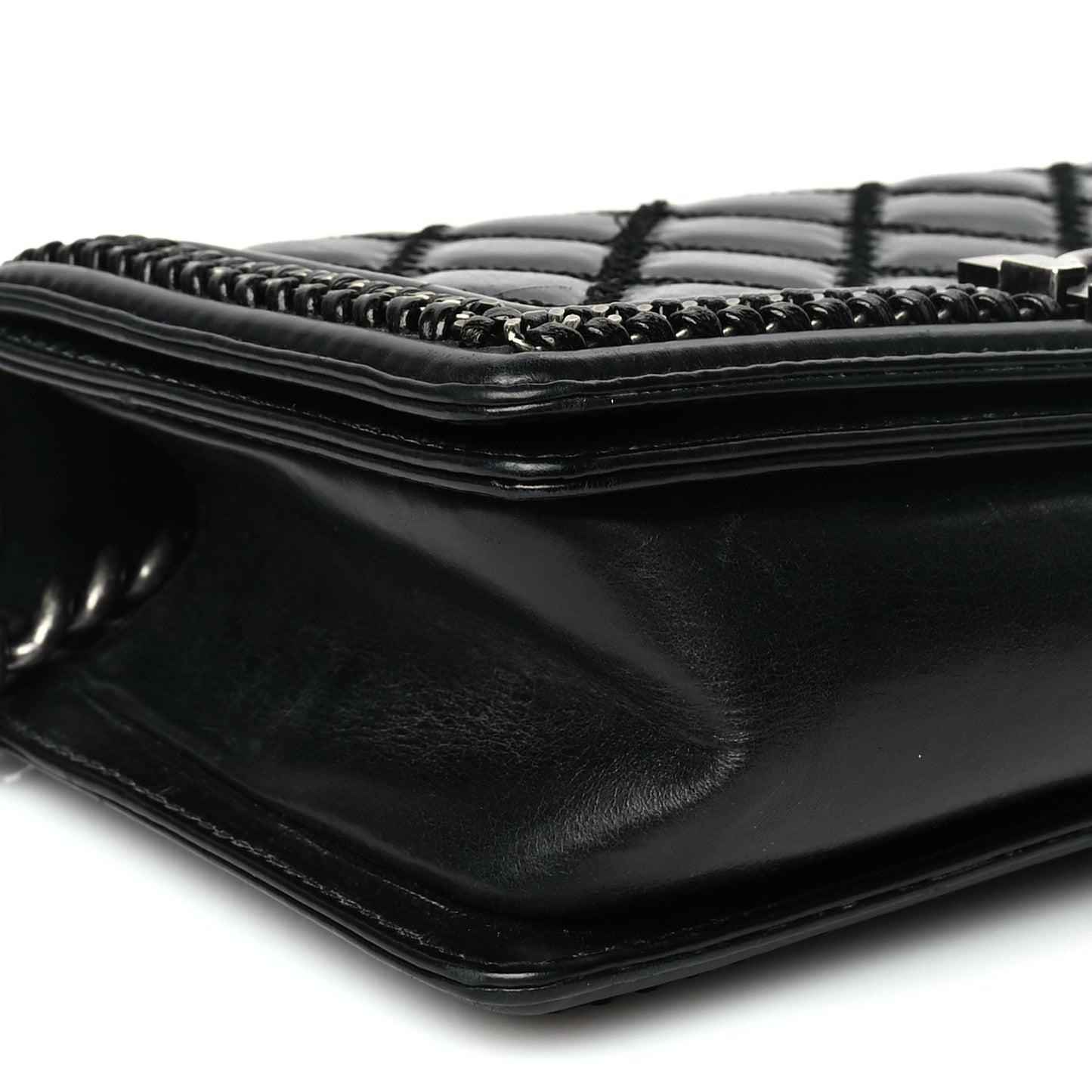 Chanel Goatskin Quilted Medium Boy Top Handle Flap Black