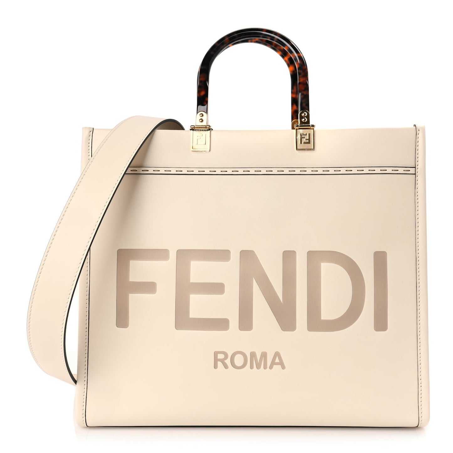 Fendi Vitello King Plexiglass Medium Fendi Sunshine Shopper Tote White Ice