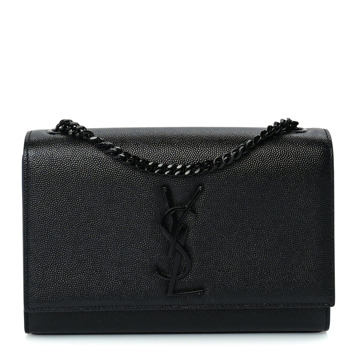 Saint Laurent Grain De Poudre Small Monogram Monochrome Kate Satchel  Black
