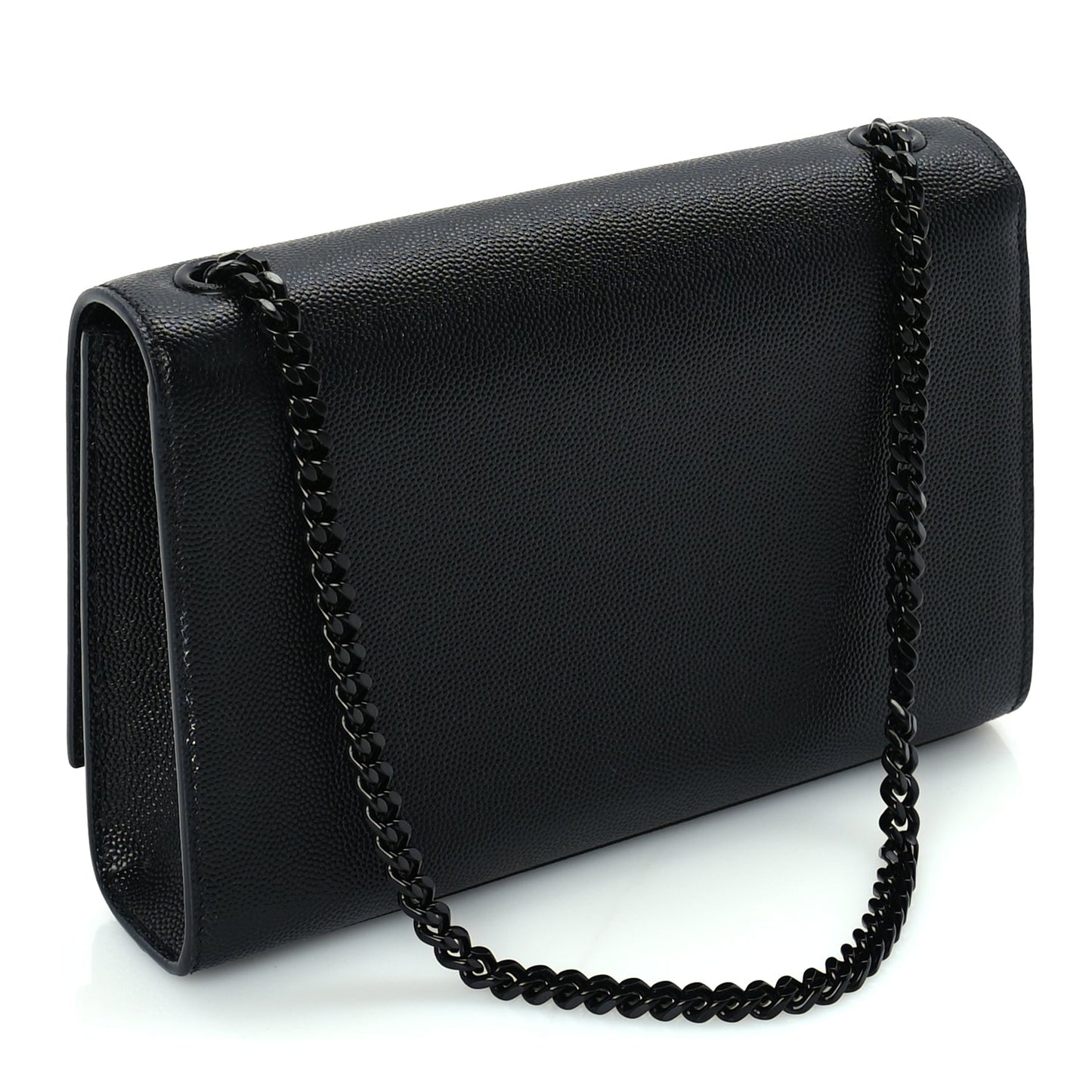 Saint Laurent Grain De Poudre Small Monogram Monochrome Kate Satchel  Black