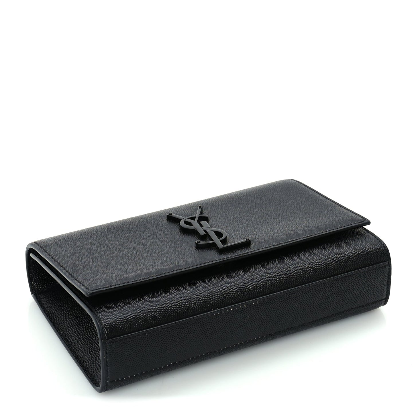 Saint Laurent Grain De Poudre Small Monogram Monochrome Kate Satchel  Black