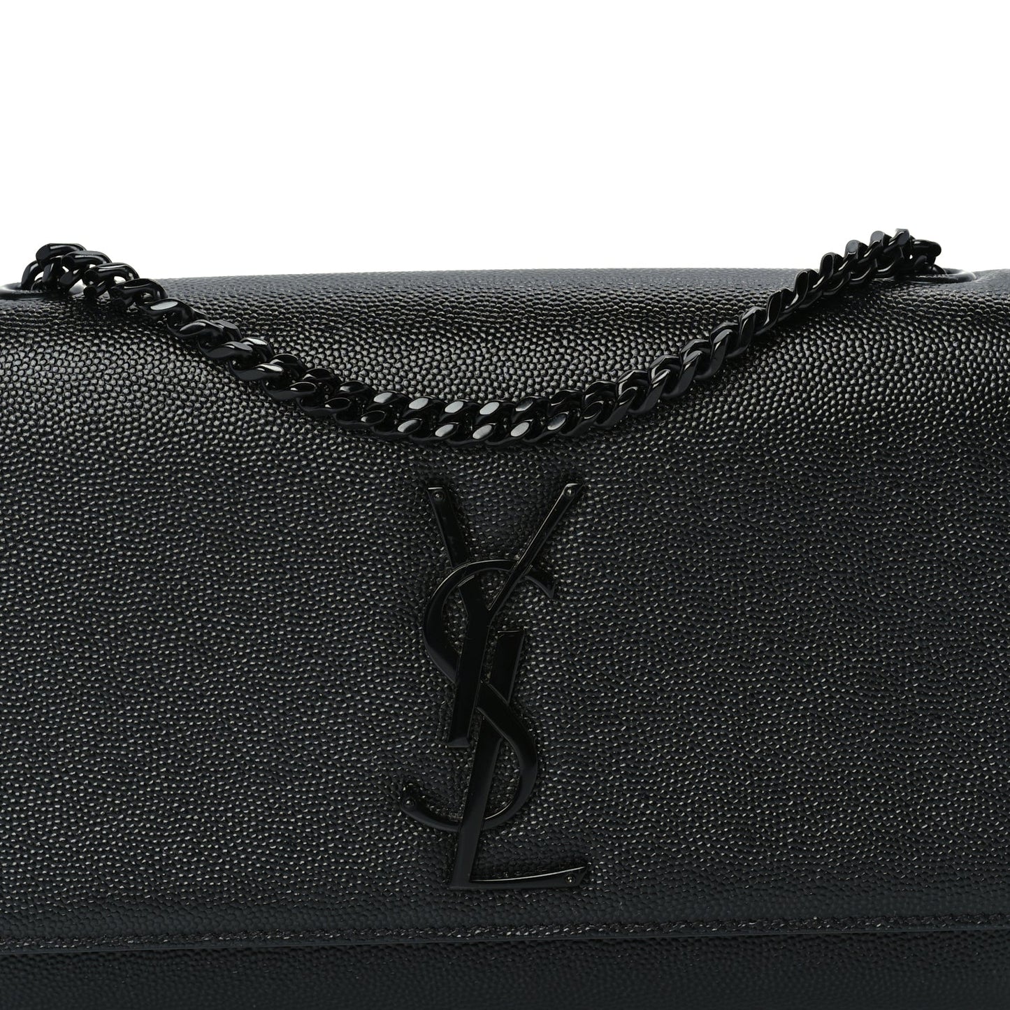 Saint Laurent Grain De Poudre Small Monogram Monochrome Kate Satchel  Black