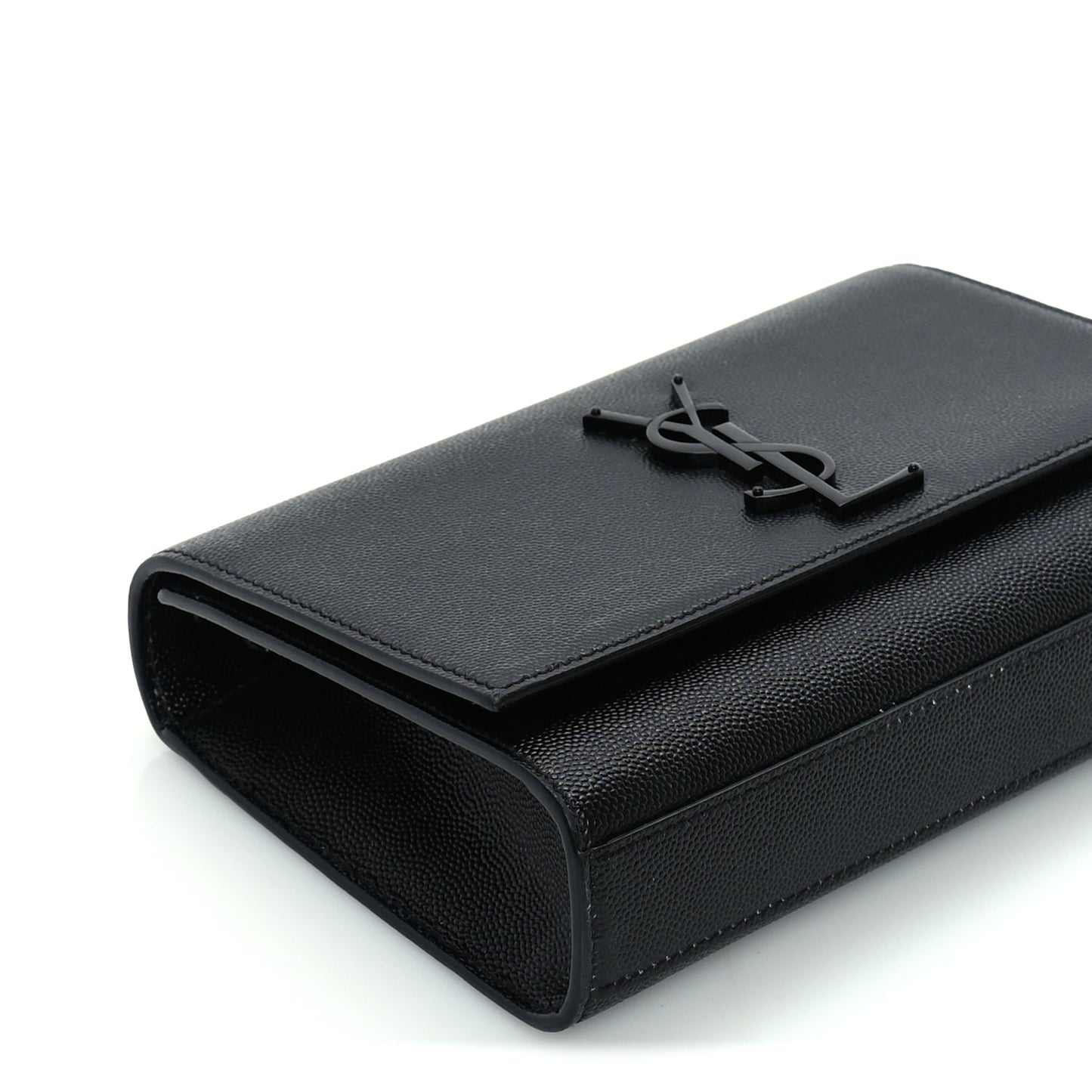 Saint Laurent Grain De Poudre Small Monogram Monochrome Kate Satchel  Black