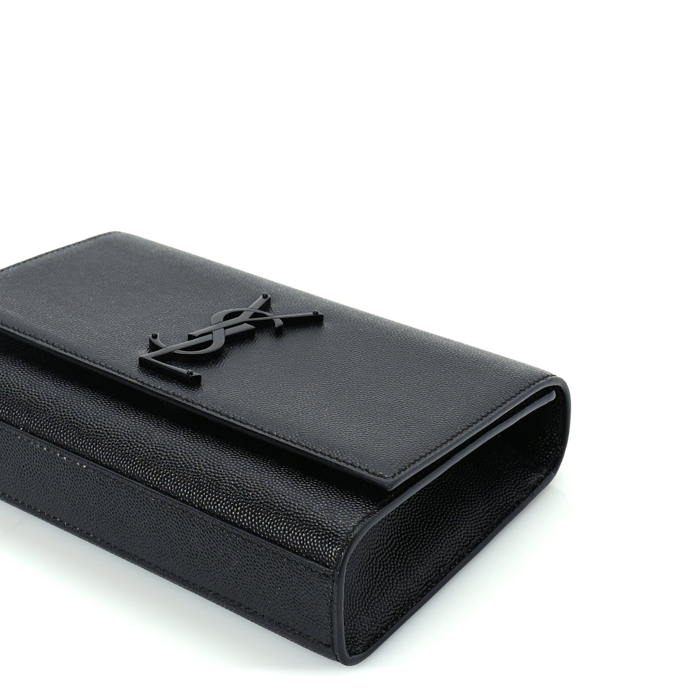 Saint Laurent Grain De Poudre Small Monogram Monochrome Kate Satchel  Black