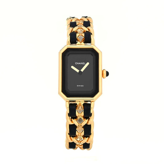 Chanel Stainless Steel Lambskin 20mm Chain Premiere Quartz Watch Gold L