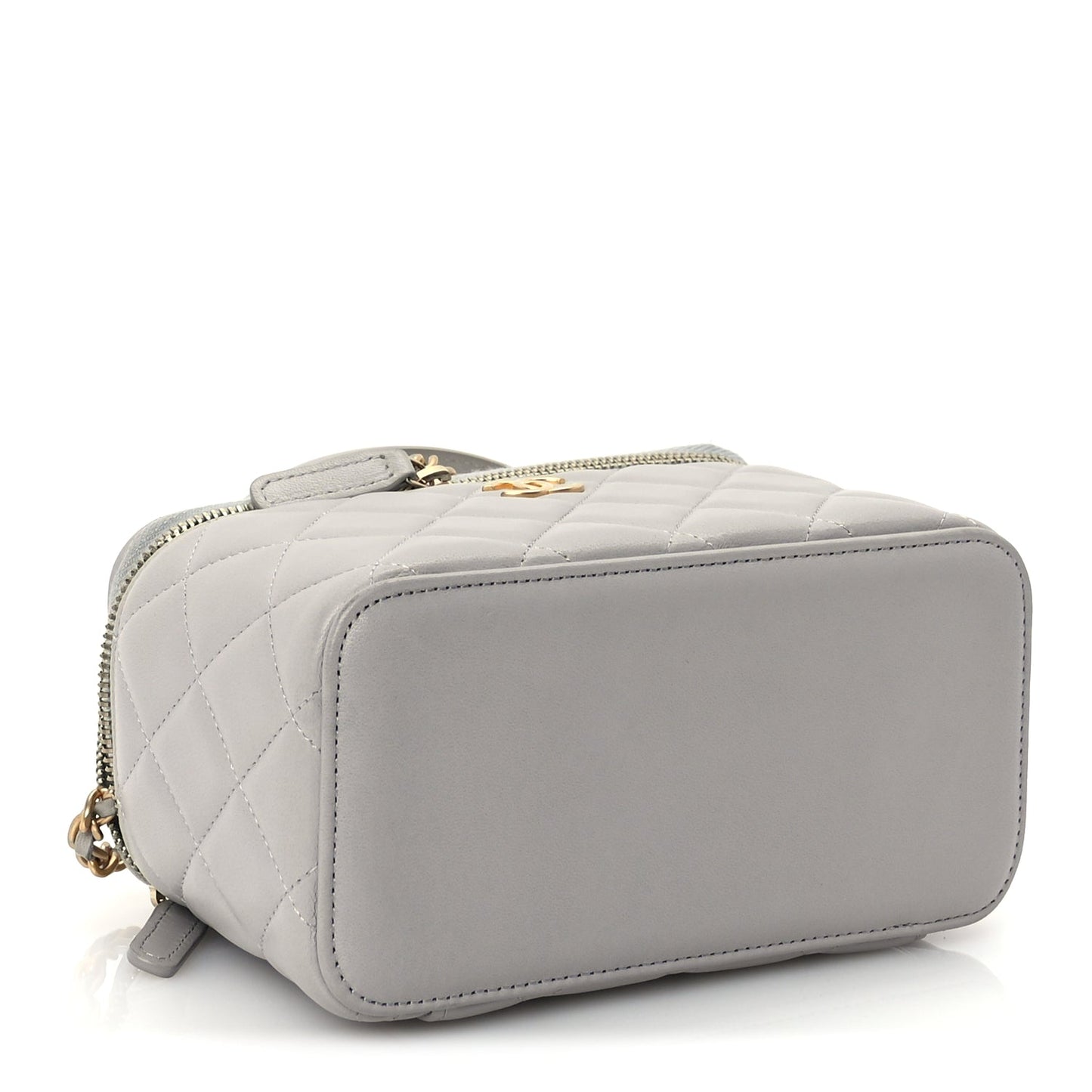 Chanel Lambskin Quilted Small Top Handle Vanity Case With Chain