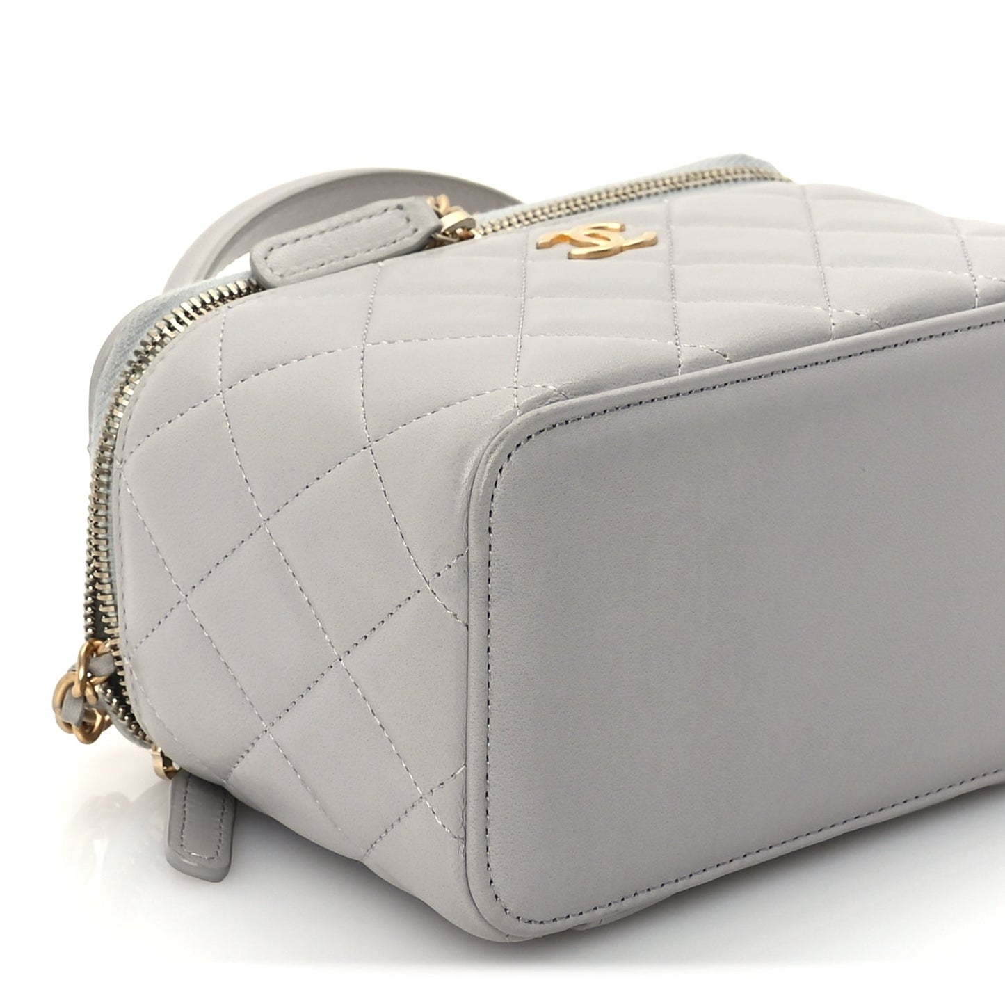 Chanel Lambskin Quilted Small Top Handle Vanity Case With Chain