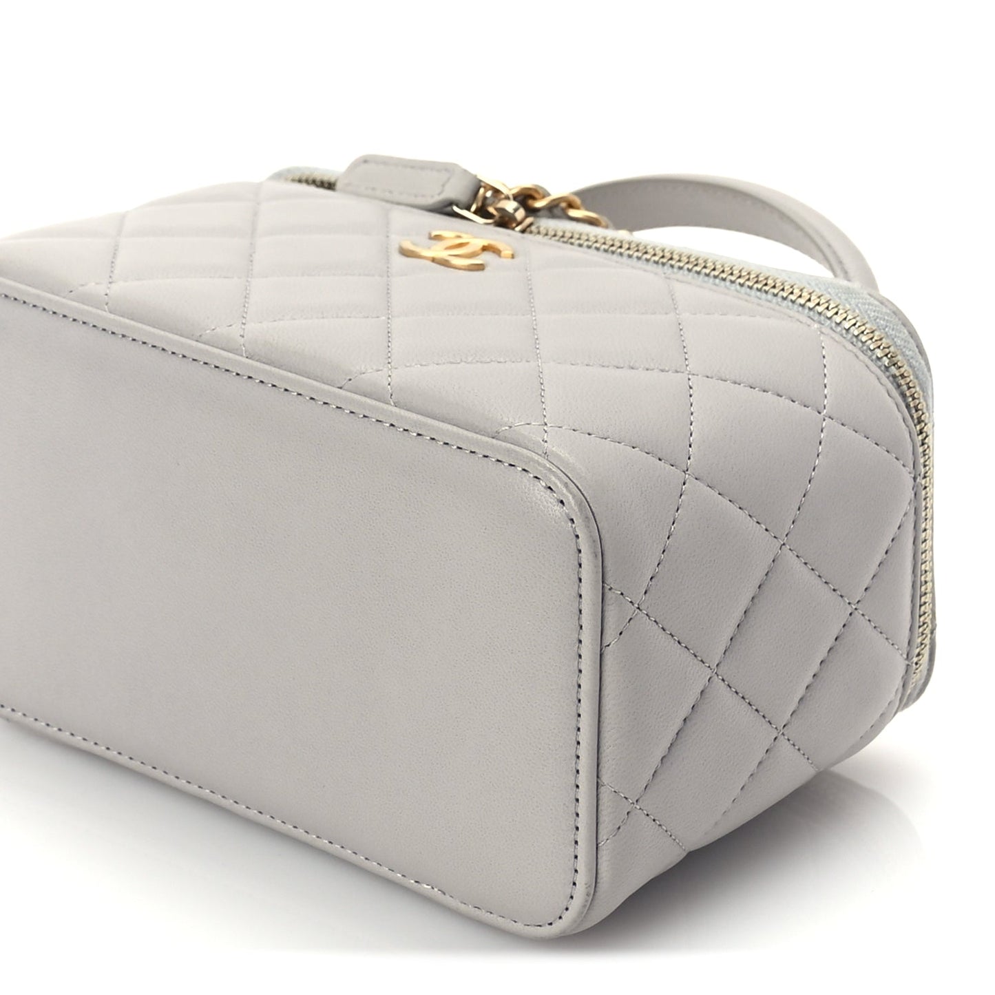 Chanel Lambskin Quilted Small Top Handle Vanity Case With Chain