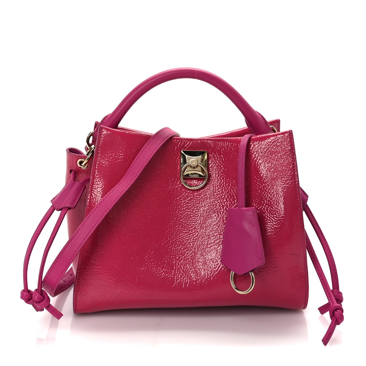 Mulberry Spongy Patent Calfskin Small Iris Tote Mulberry Pink