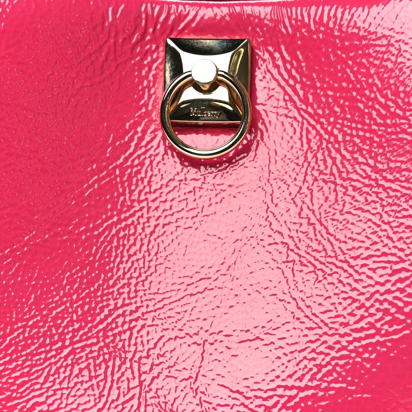 Mulberry Spongy Patent Calfskin Small Iris Tote Mulberry Pink