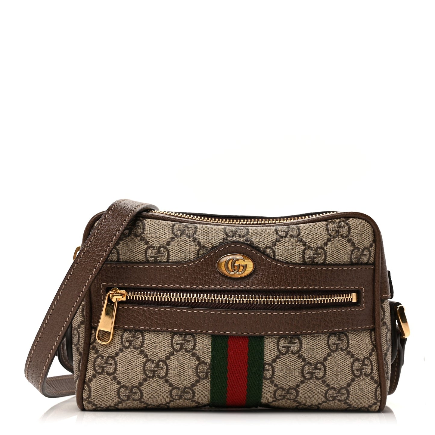 Gucci GG Supreme Monogram Web Mini Ophidia Shoulder Bag  Brown