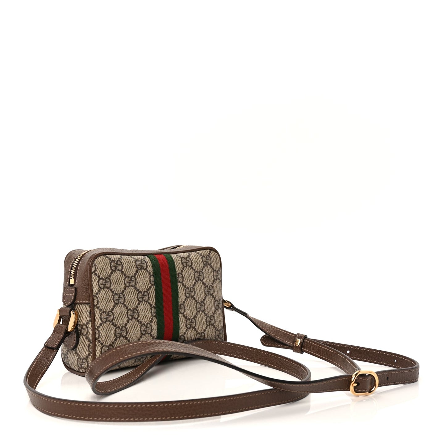 Gucci GG Supreme Monogram Web Mini Ophidia Shoulder Bag  Brown