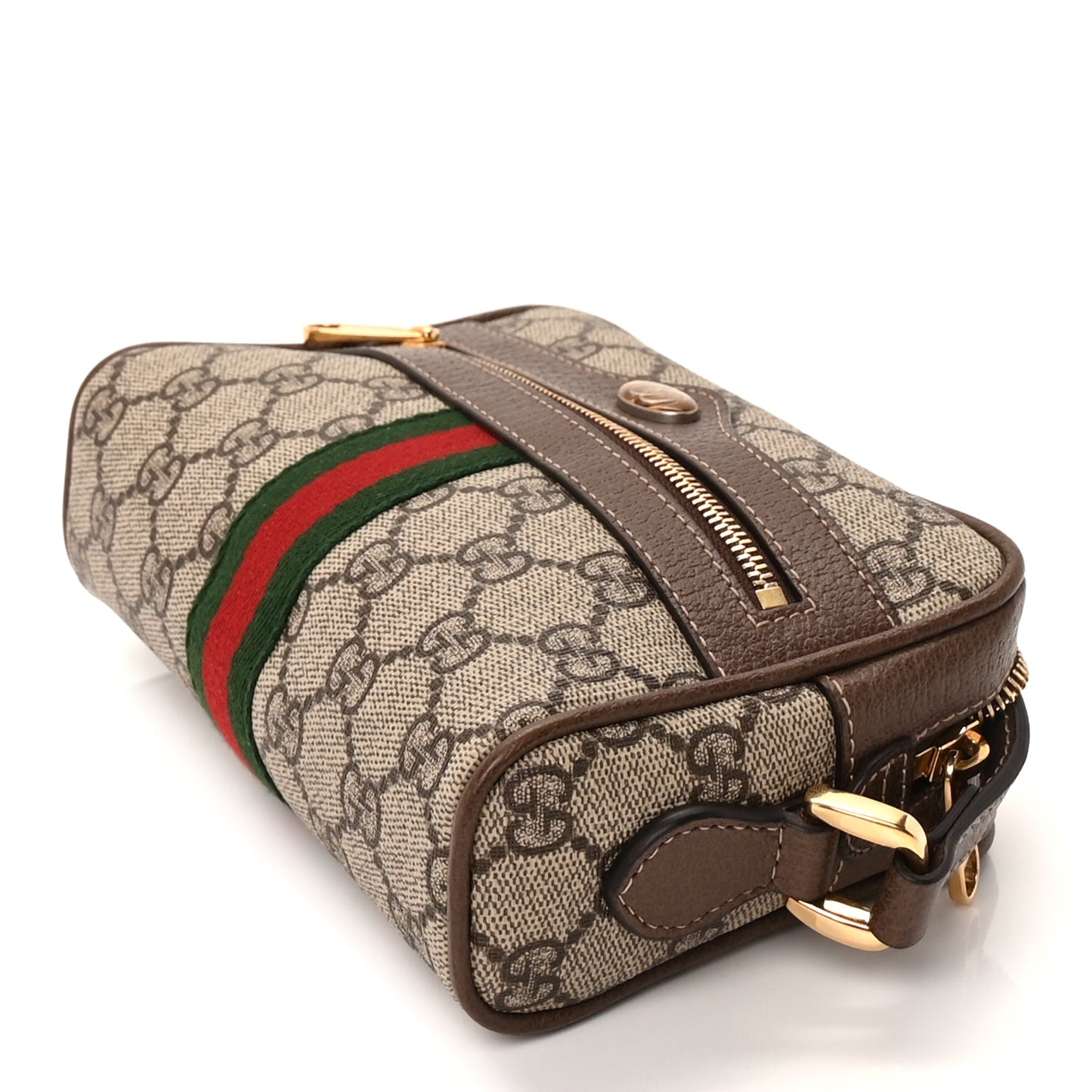 Gucci GG Supreme Monogram Web Mini Ophidia Shoulder Bag  Brown
