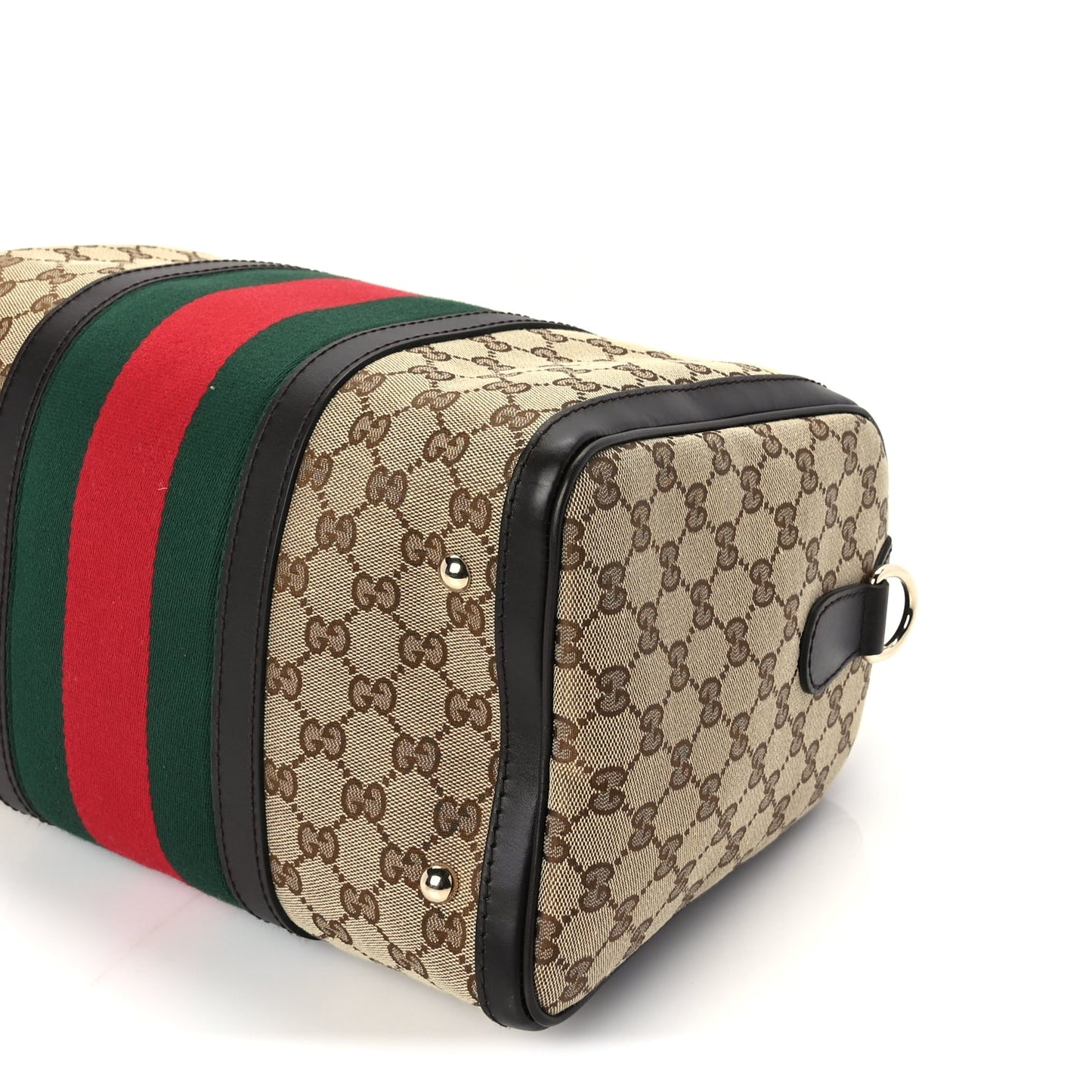 Gucci Monogram Vintage Web Medium Boston  Dark Brown