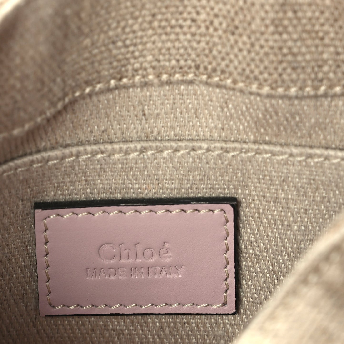 Chloe Cotton Calfskin Mini Woody Ribbon Tote  White Pink