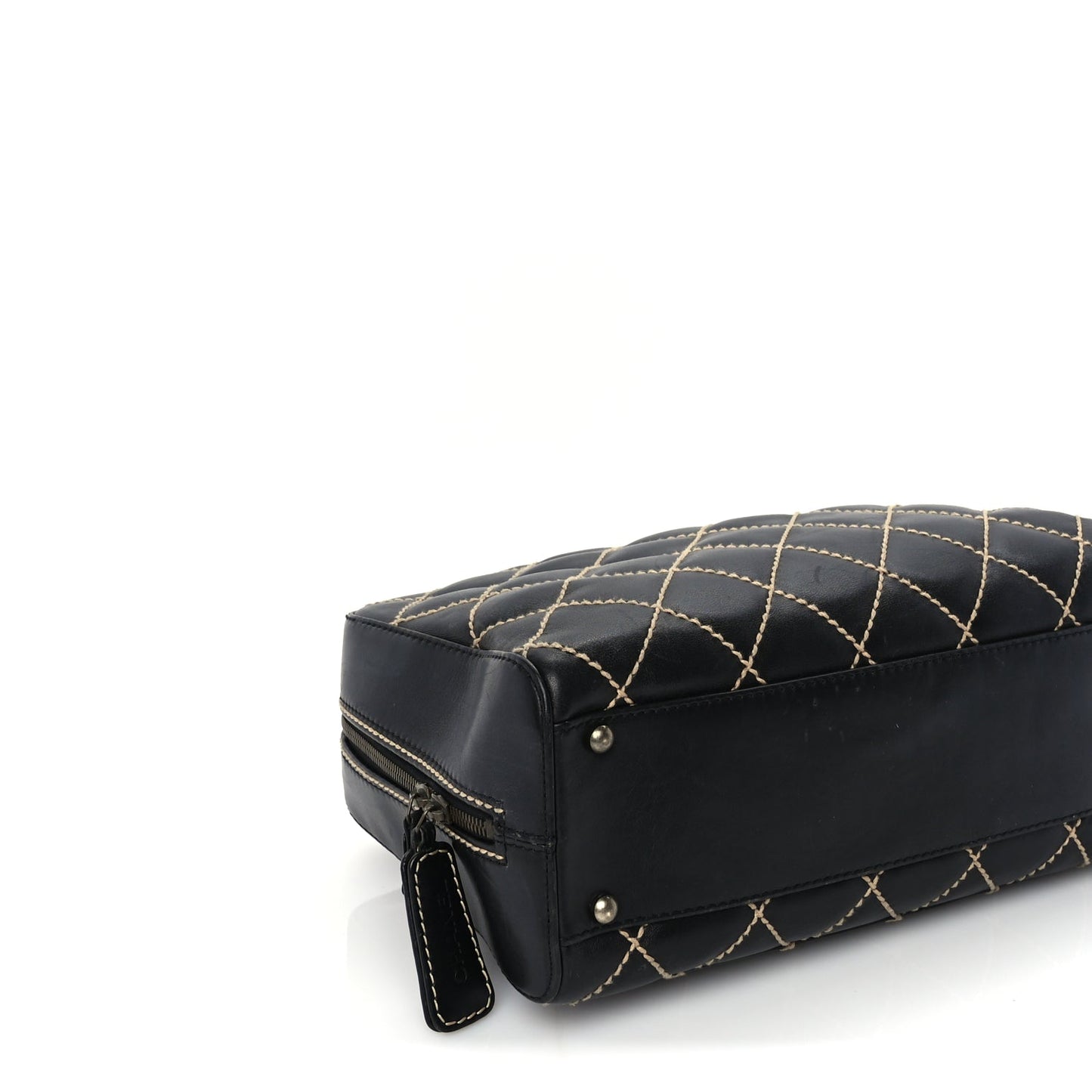 Chanel Calfskin Wild Stitch Top Handle Bag Black