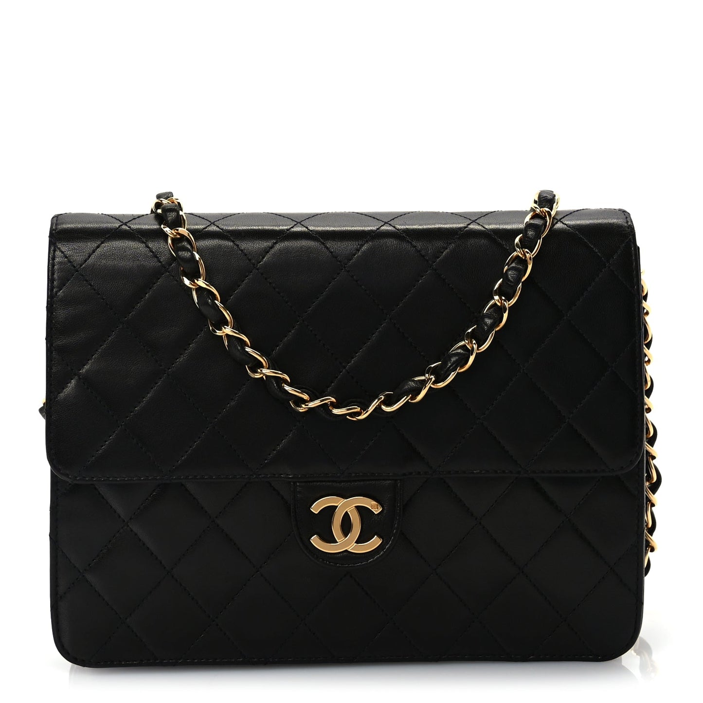 Chanel Lambskin Quilted Small Single Flap Bag Black