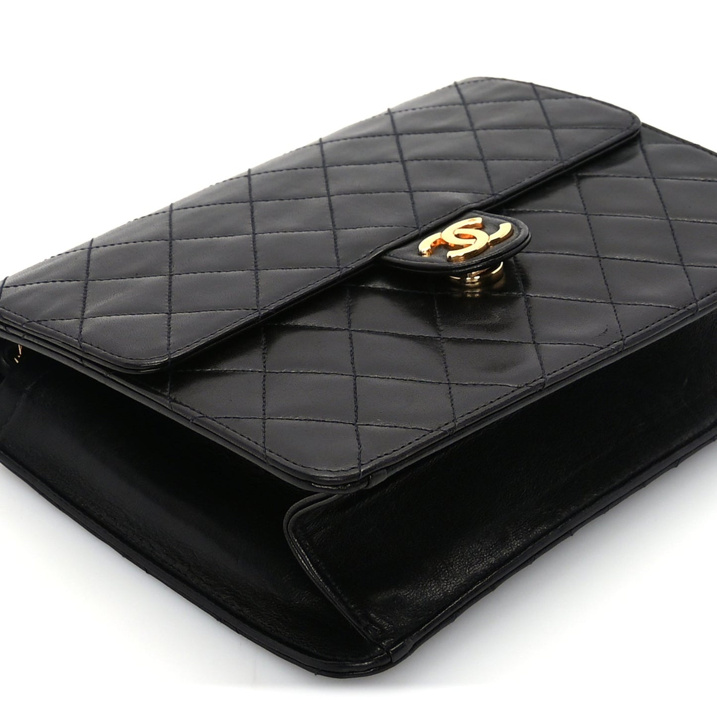 Chanel Lambskin Quilted Small Single Flap Bag Black