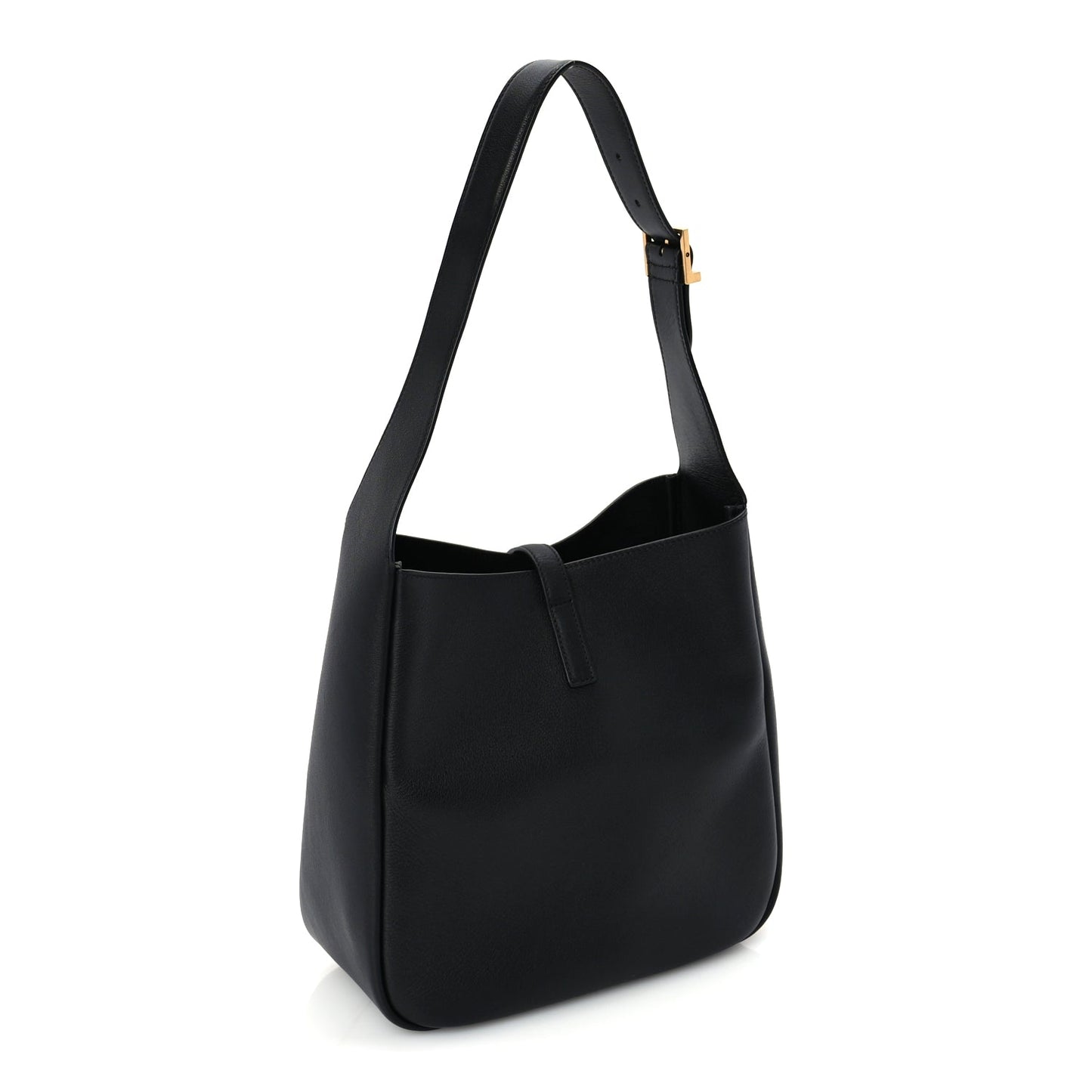Saint Laurent Smooth Calfskin Small Le 5 A 7 Soft Hobo  Black