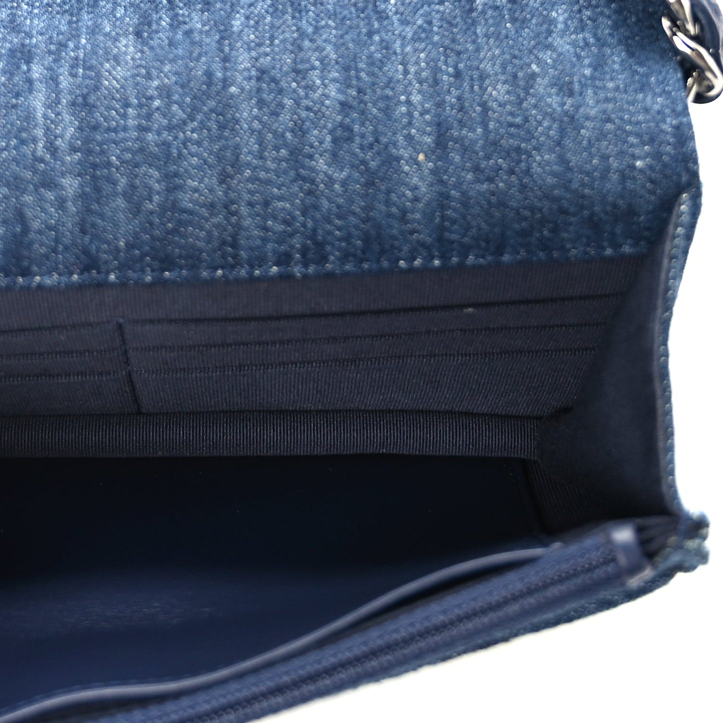 Chanel Denim Quilted 19 Wallet On Chain WOC  Blue