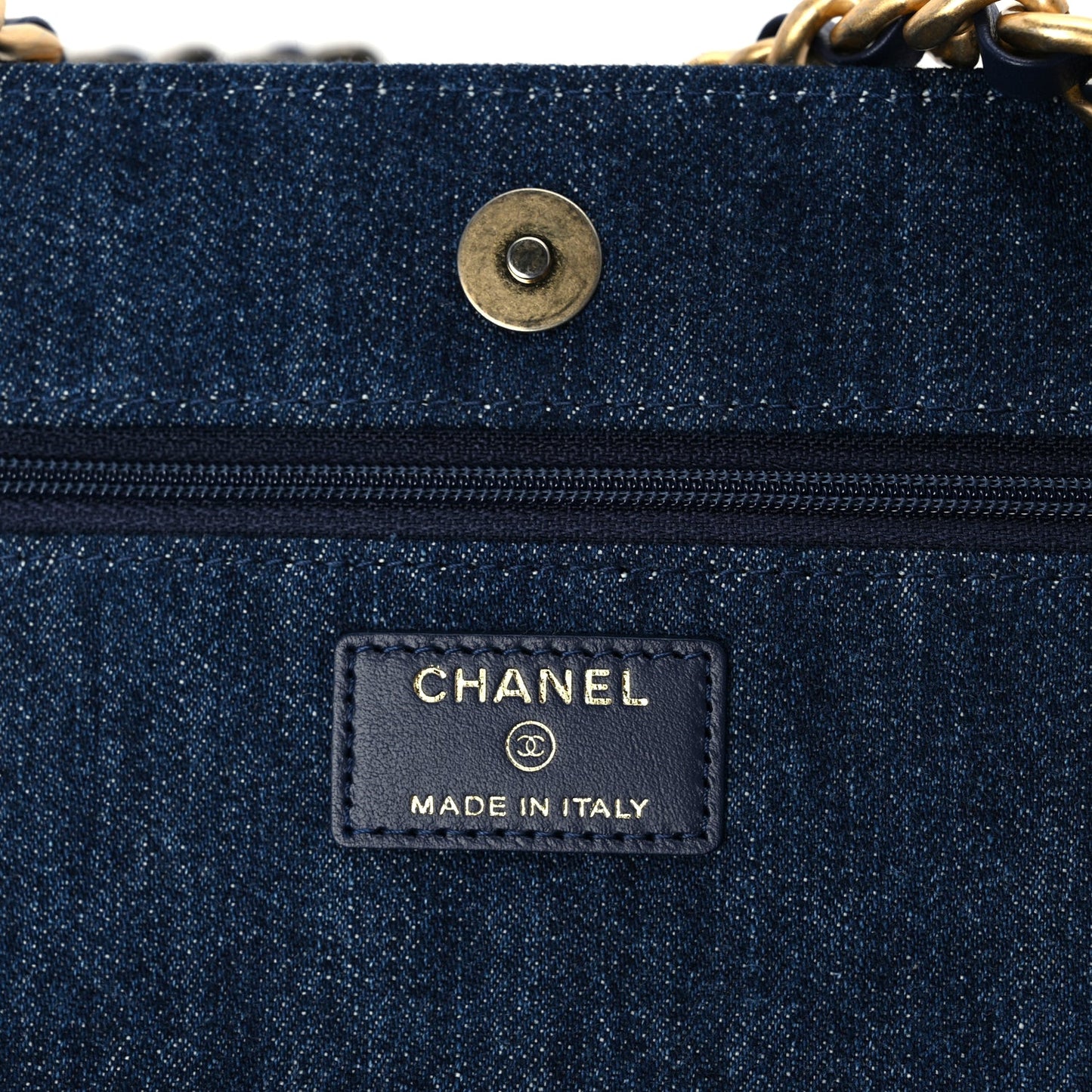 Chanel Denim Quilted 19 Wallet On Chain WOC  Blue