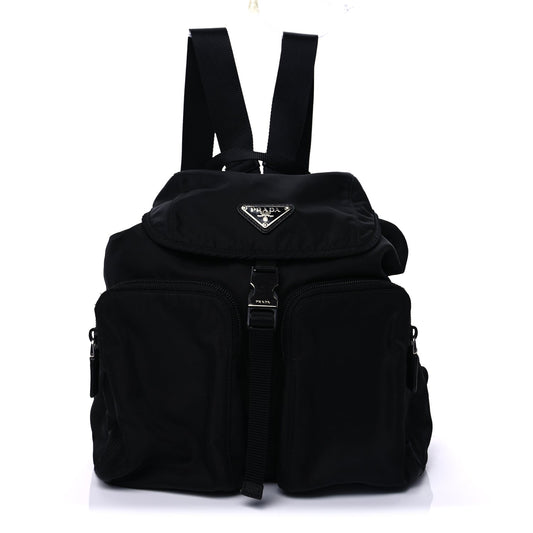 Prada Tessuto Nylon Saffiano Vela Backpack  Black