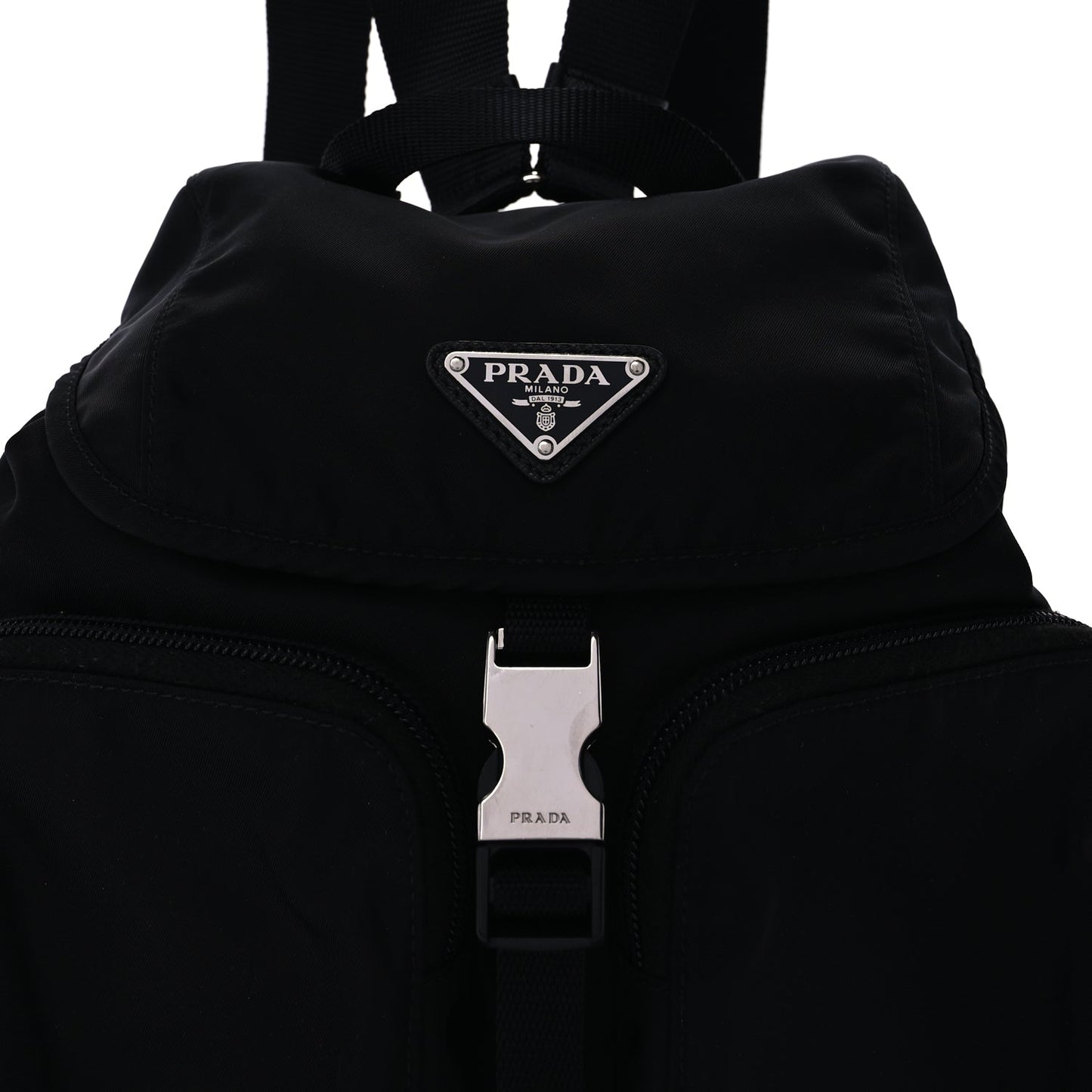 Prada Tessuto Nylon Saffiano Vela Backpack  Black