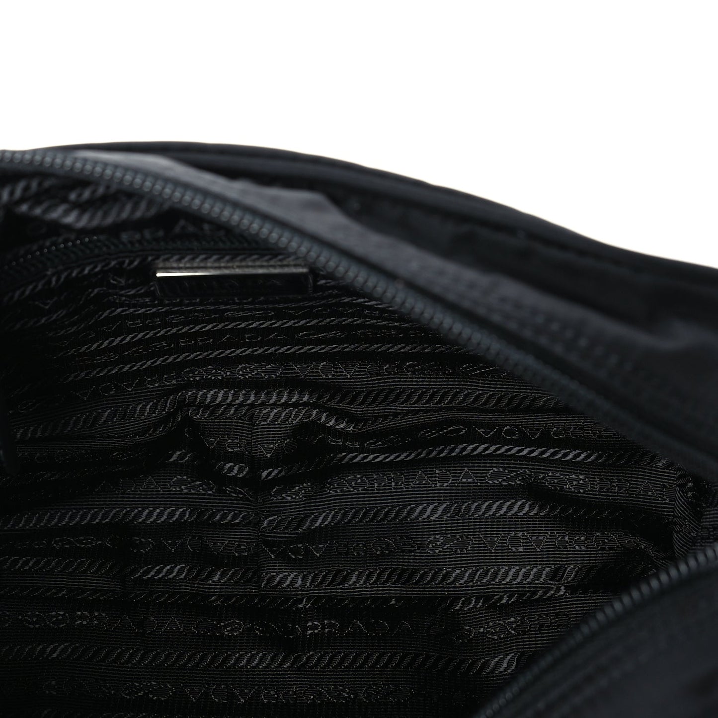 Prada Re-Nylon Vela Saffiano Pocket Double Zip Shoulder Bag  Black