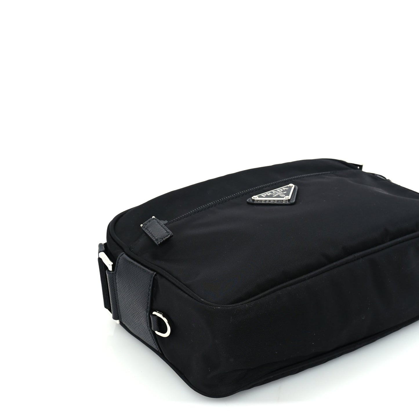 Prada Re-Nylon Vela Saffiano Pocket Double Zip Shoulder Bag  Black
