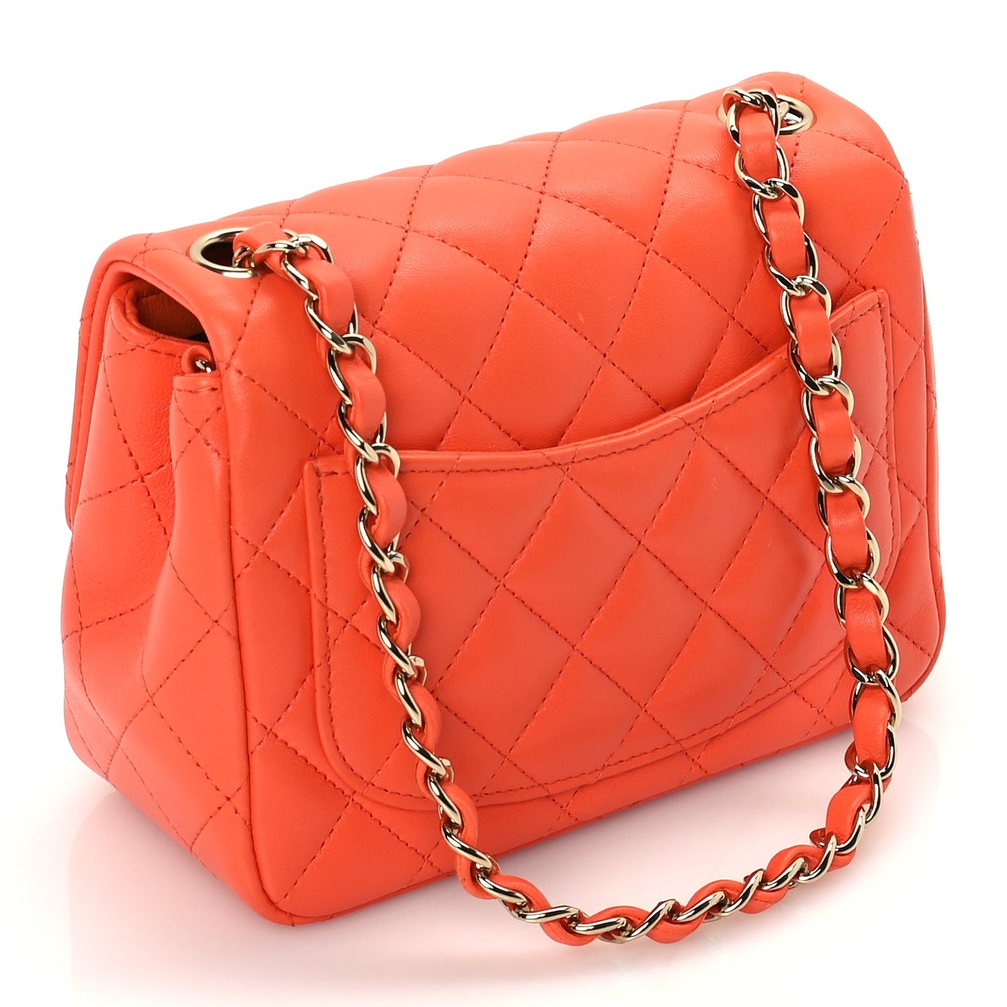 Chanel Lambskin Quilted Mini Square Flap Orange