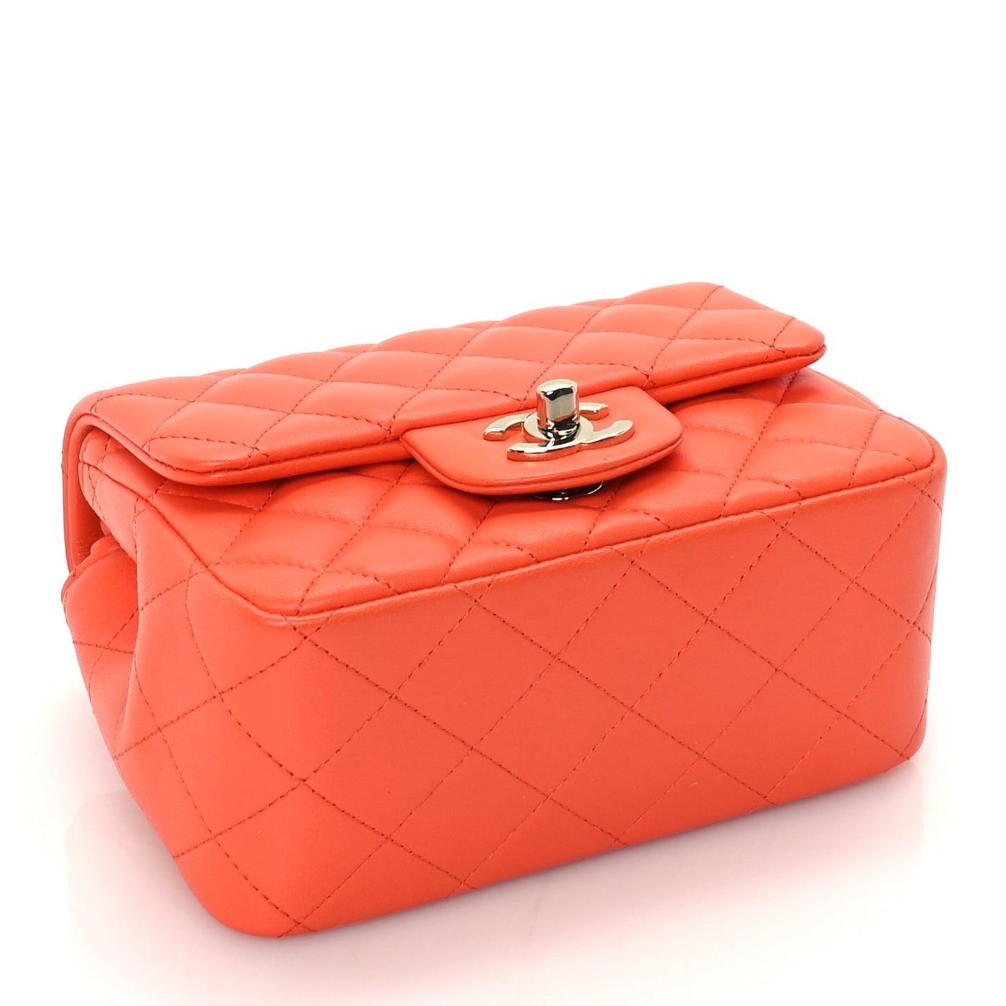 Chanel Lambskin Quilted Mini Square Flap Orange
