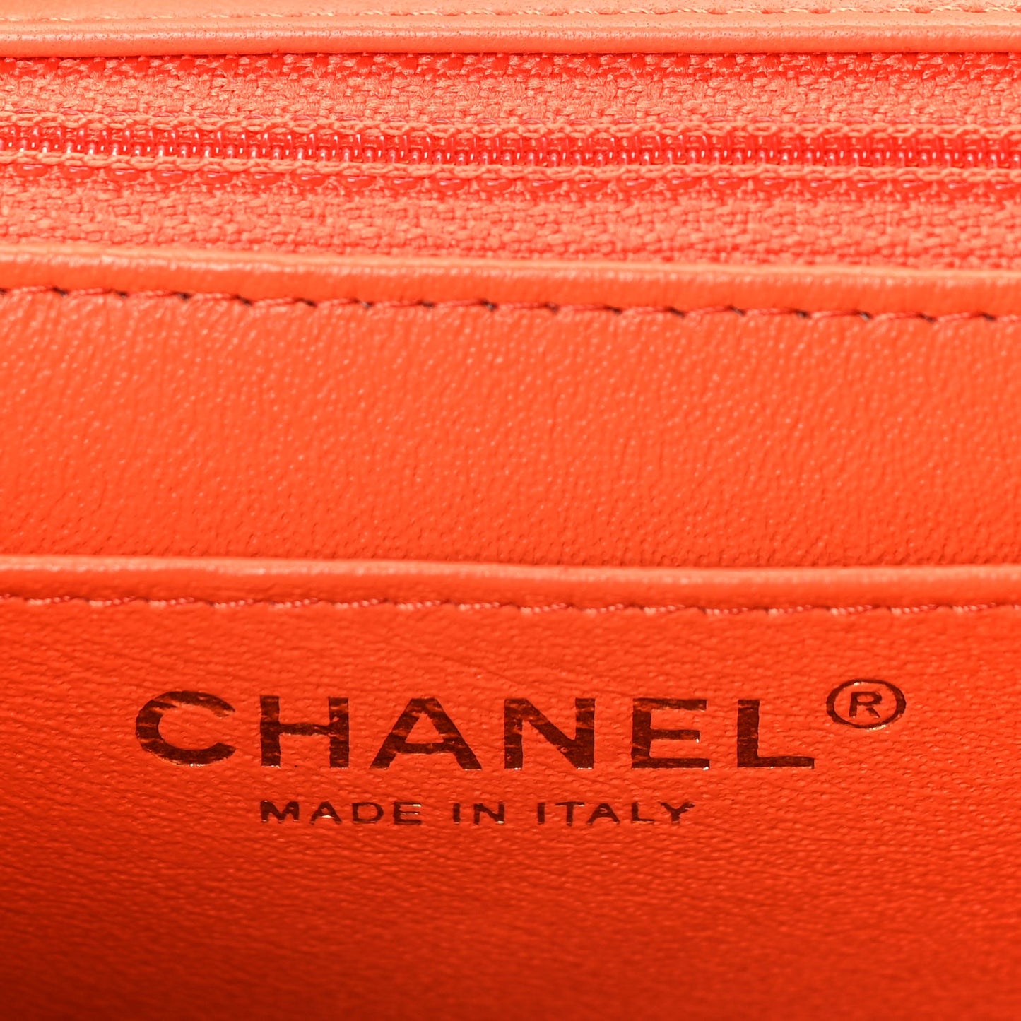 Chanel Lambskin Quilted Mini Square Flap Orange