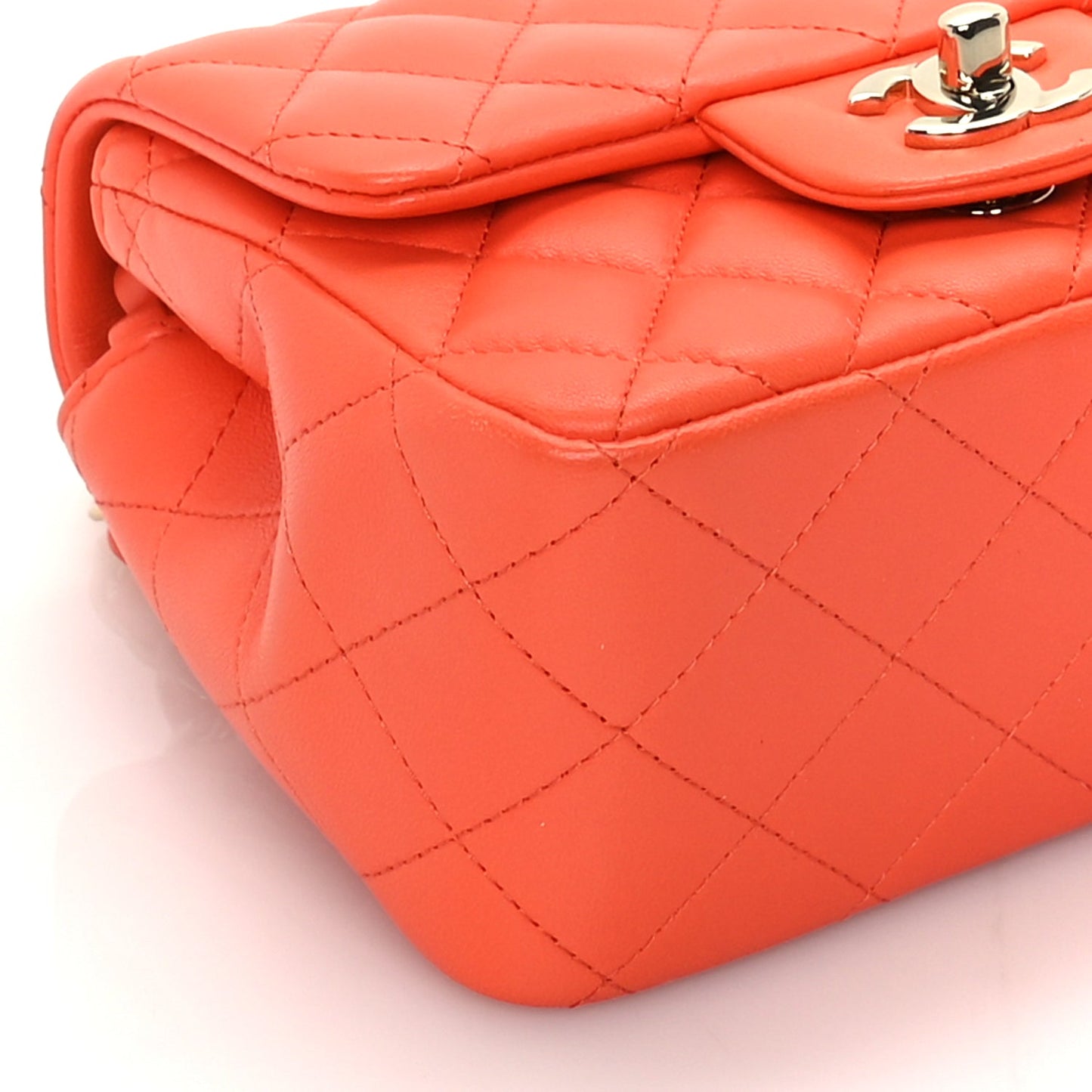 Chanel Lambskin Quilted Mini Square Flap Orange
