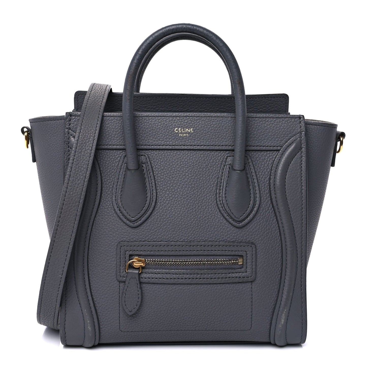 Celine Baby Drummed Calfskin Nano Luggage  Kohl