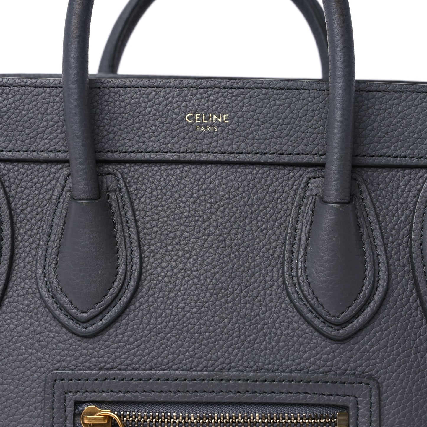 Celine Baby Drummed Calfskin Nano Luggage  Kohl